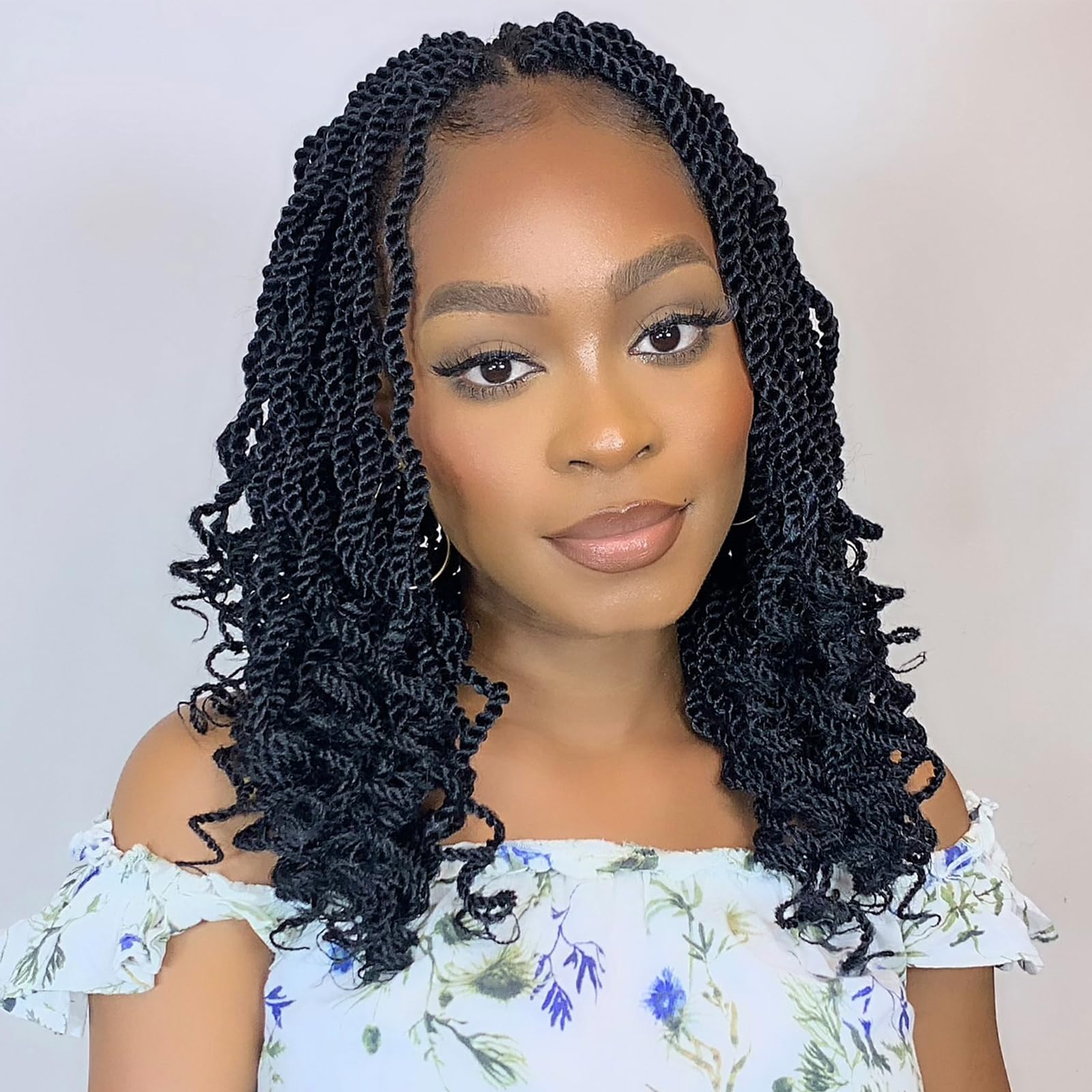 Leeven 12 Inch Wavy Senegalese Twist Crochet Hair 8 Packs Black Pre Looped Short Crochet Braids Pre Twisted Small Havana Twist w