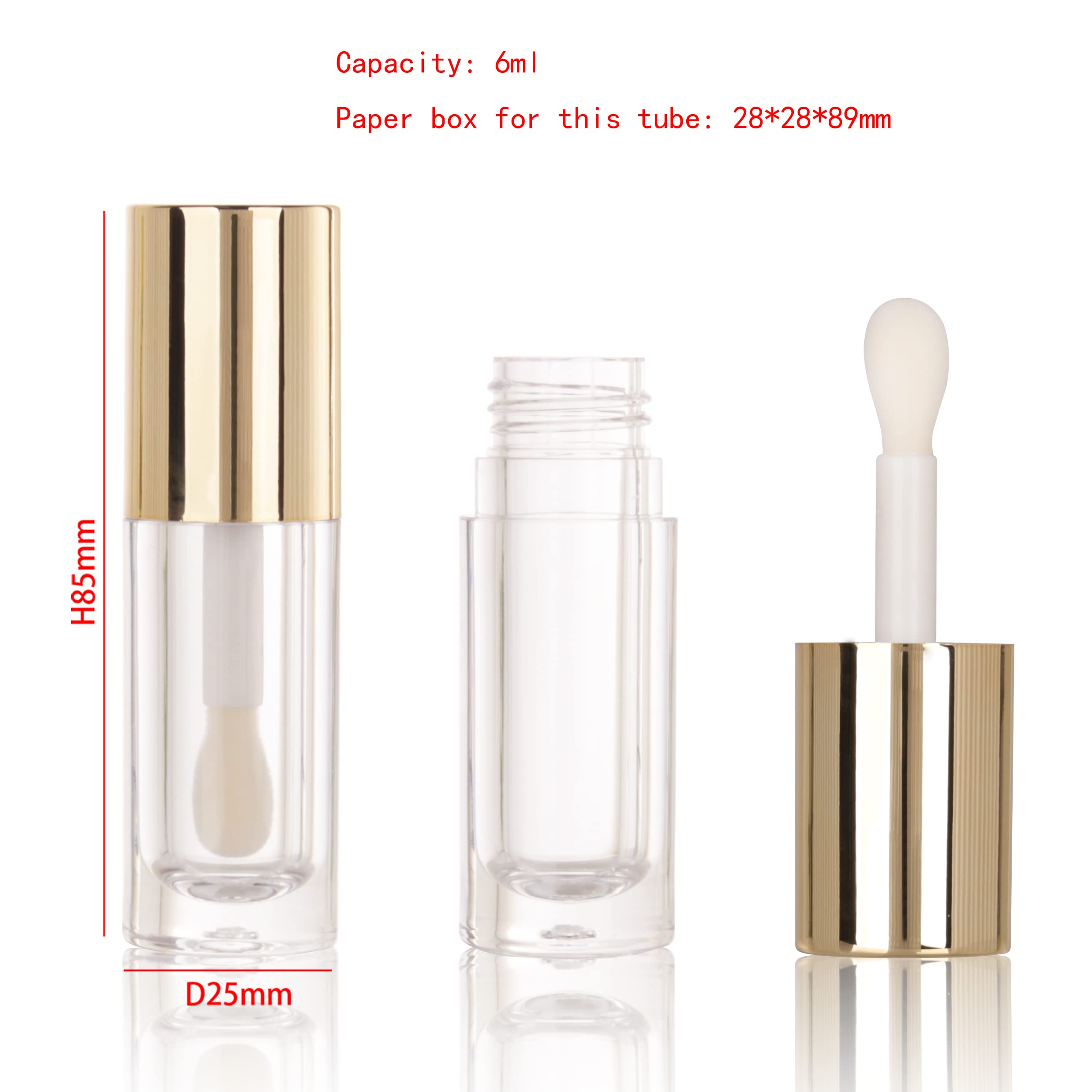Cosidea 14Pcs Empty Gold 6Ml Big Doe Foot Wand Chunky Lip Gloss Tubes For Diy Lipgloss, White Round Lipgloss Containers Tubes Wi