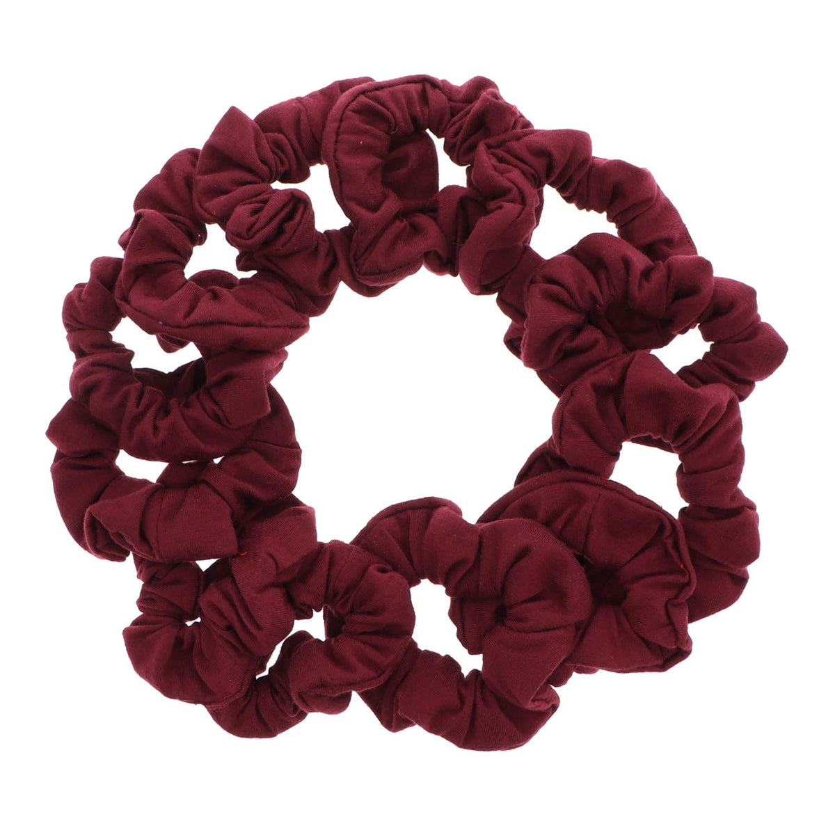12 Pack Solid Hair Ties Scrunchies (Burgundy)