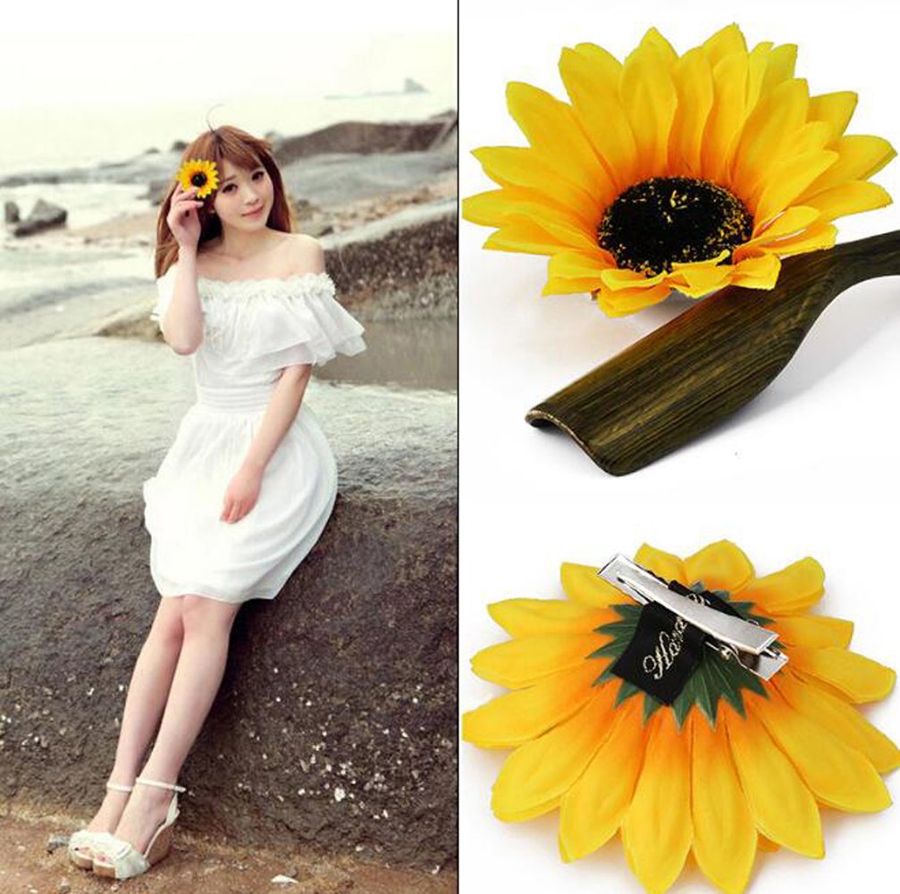 6PK Fashion Sunflower Hair Clip Simulation of Daisy Salon Clip Large Sectioning Clips Hair Alligator Hairpin Clamp Barrettes Sty
