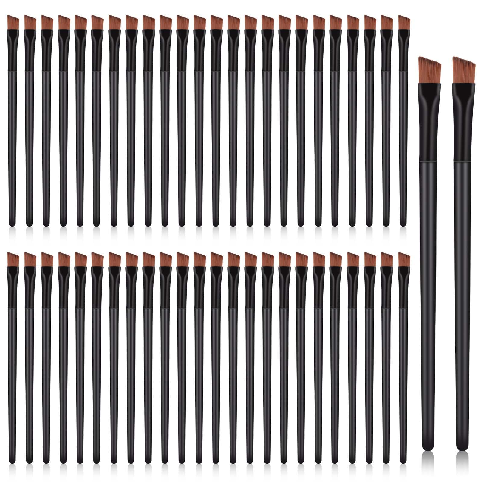 50 Pieces Angled Eyebrow Brushes Eyebrow Tint Brush Flat Tapered Eyebrow Concealer Brush Eye Shadow Applicator Sticks Disposable