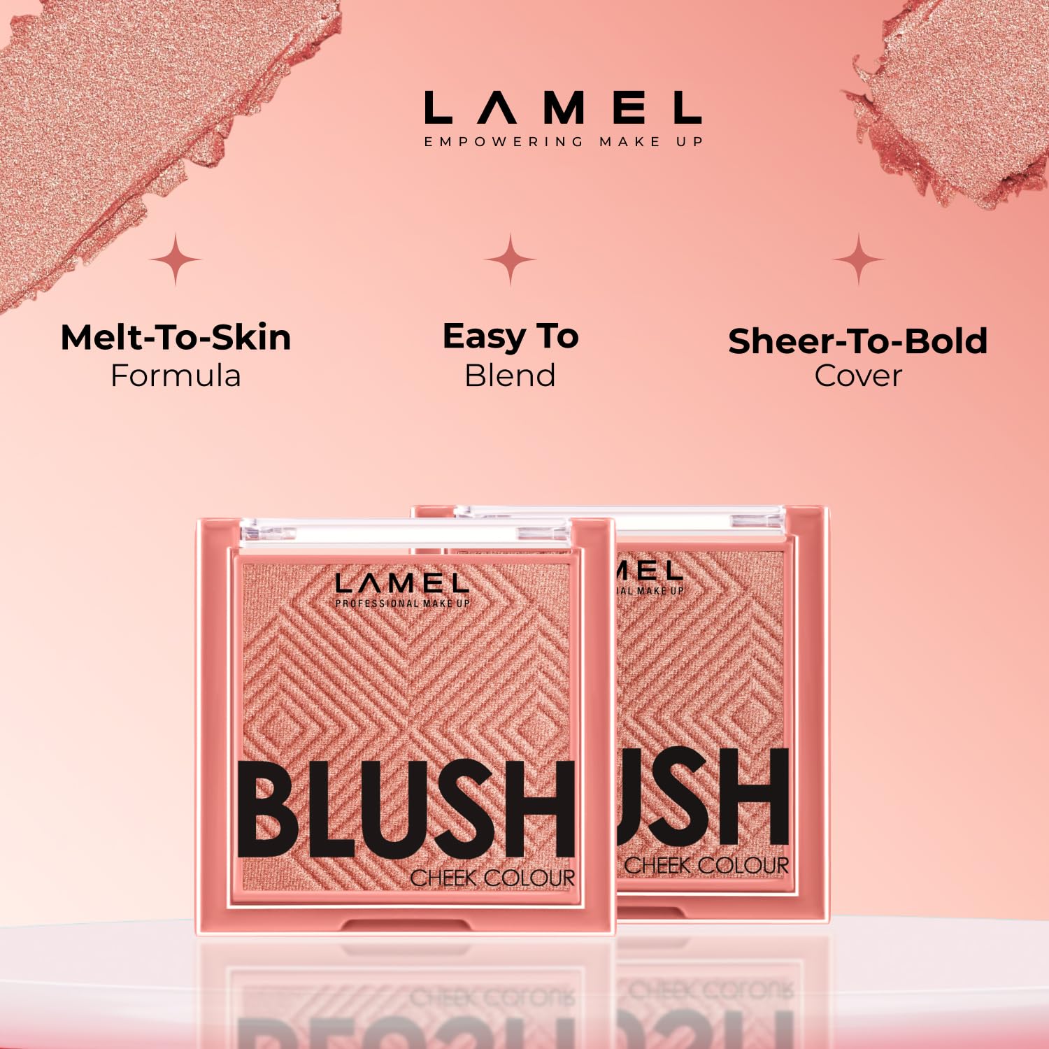 Lamel Blush Cheek Rouge Color Mini - Blendable Natural Blush Powder - Enhances & Defines Shapes & Features - Shading & Contourin