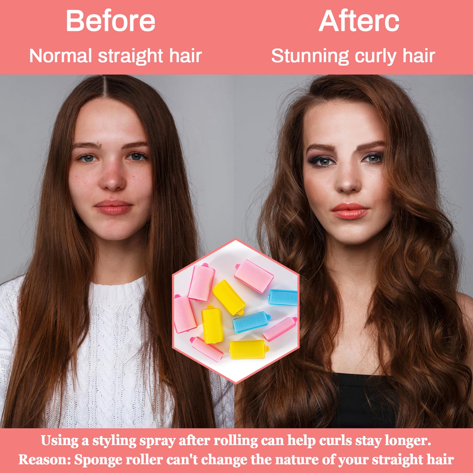MAQIHAN 36PCS Foam Hair Rollers - Sponge Rollers for Hair Heatless Hair Curler for Short/Long Hair Sleep rolos para cabello Jumb