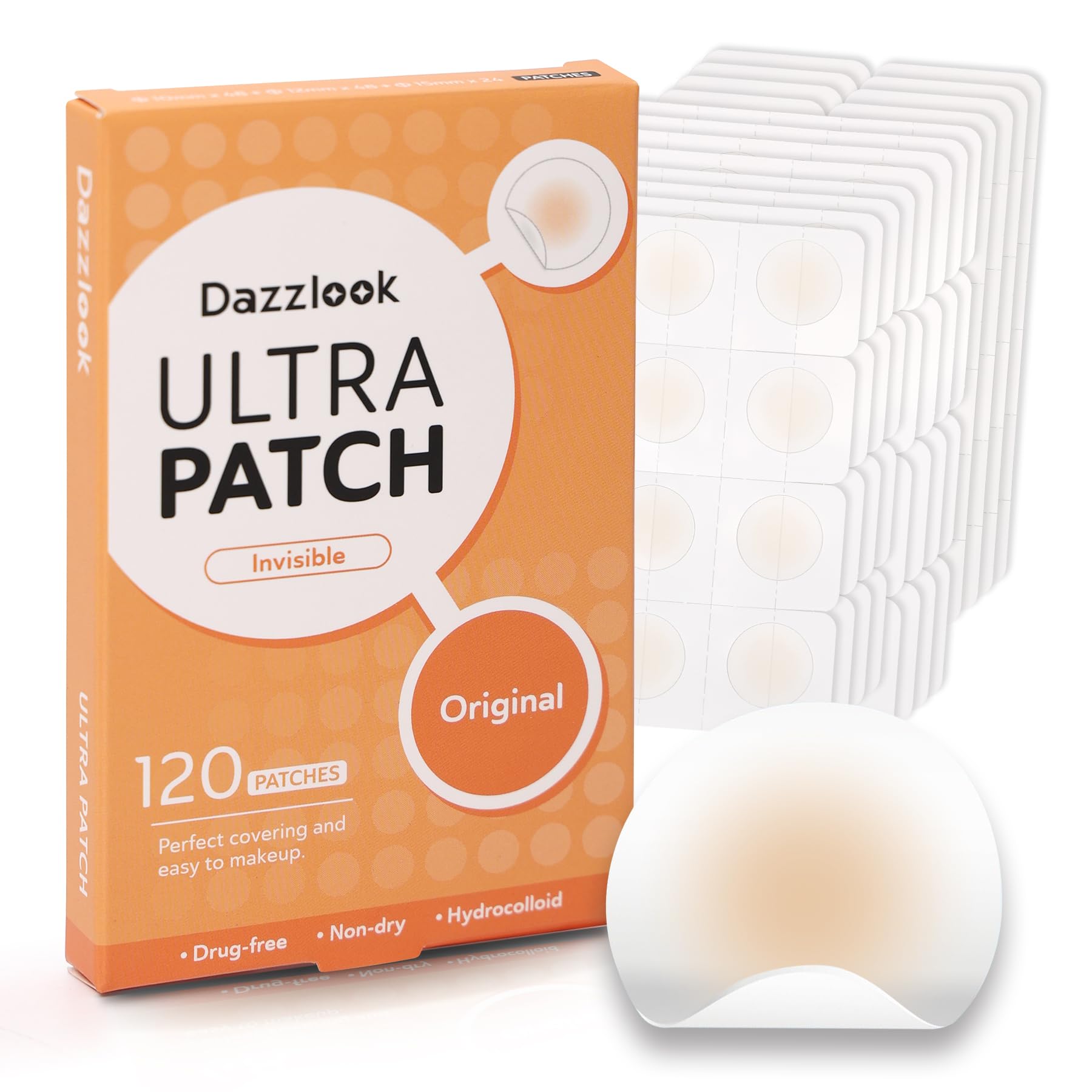 Dazzlook Ultra Pimple Patches - Hydrocolloid Acne Patch for Covering Zits and Blemishes Breakouts Spot Acne Dots Stickers for Fa
