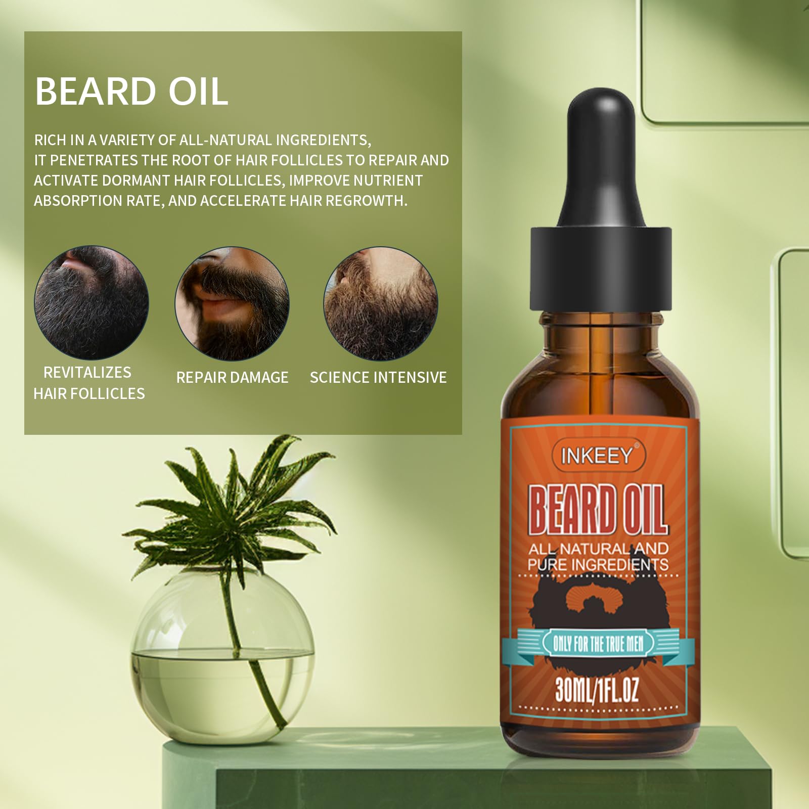 Beard Growth Oil For Men - Beard Conditioner Oil Rich In Jojoba Oil & Sweet Almond Oil Multiple Natural Extracts - Beard Softene