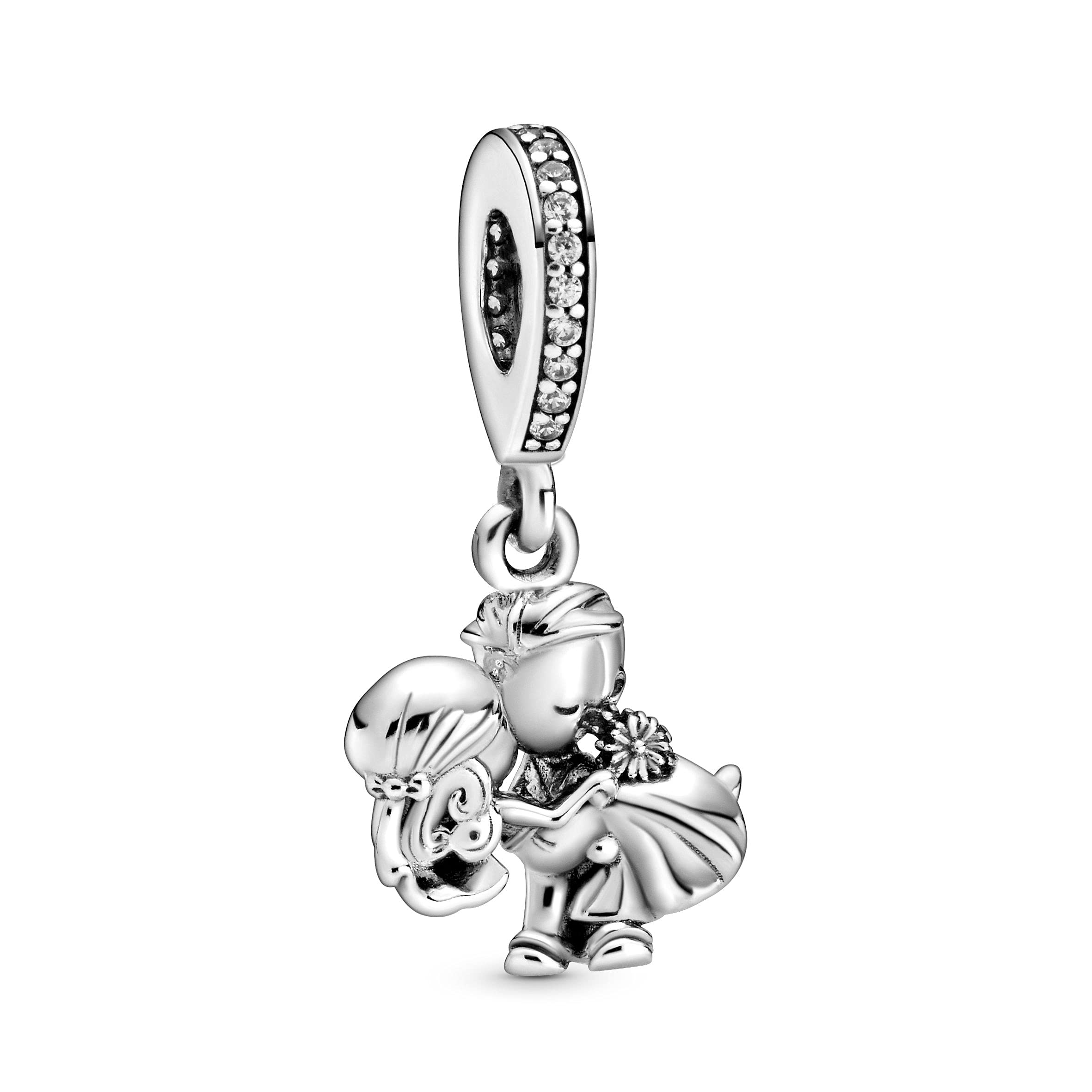 Pandora Married Couple Sterling Silver Dangle Charm With Clear Cubic Zirconia 798896C01 For Women