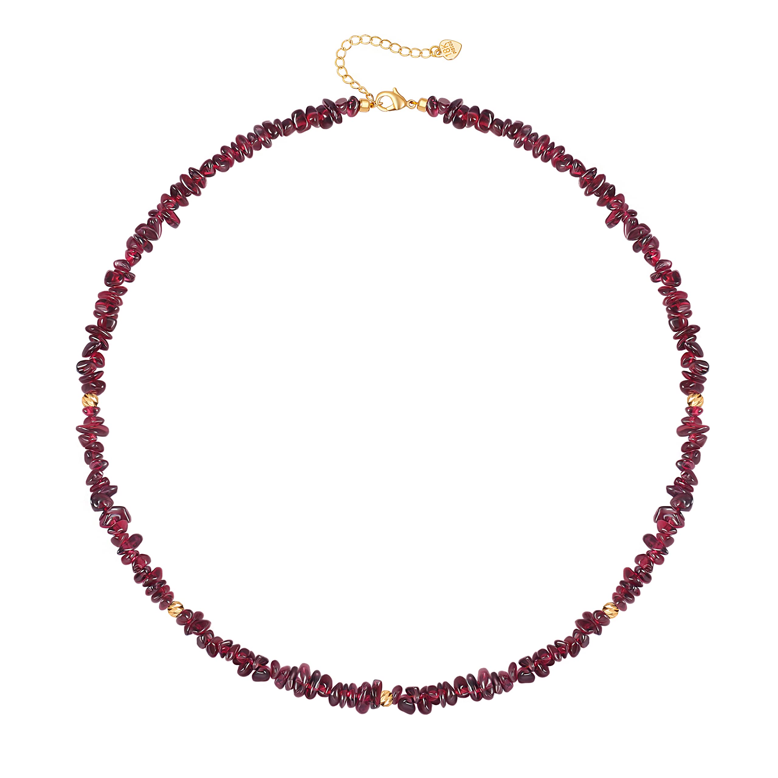 Aobei Pearl Genuine Garnet Choker Irregular Rhodolite Garnet Chips Beaded Necklace Summer Beach Gemstone Jewelry for Women 15