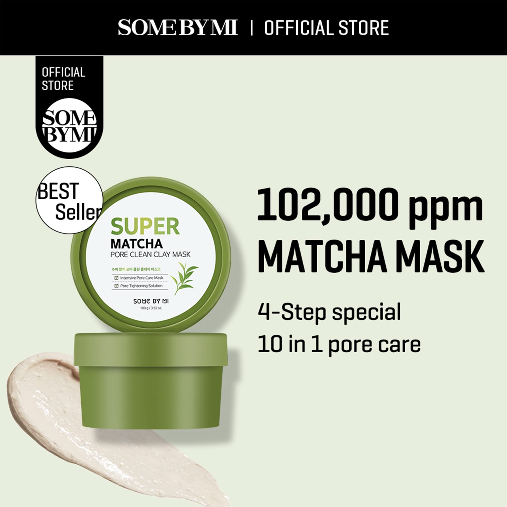 Some By Mi Super Matcha Pore Clean Clay Mask - 3.52Oz, 100G - Made From Match Water For Sensitive Skin - Skin Moisturizing Effec