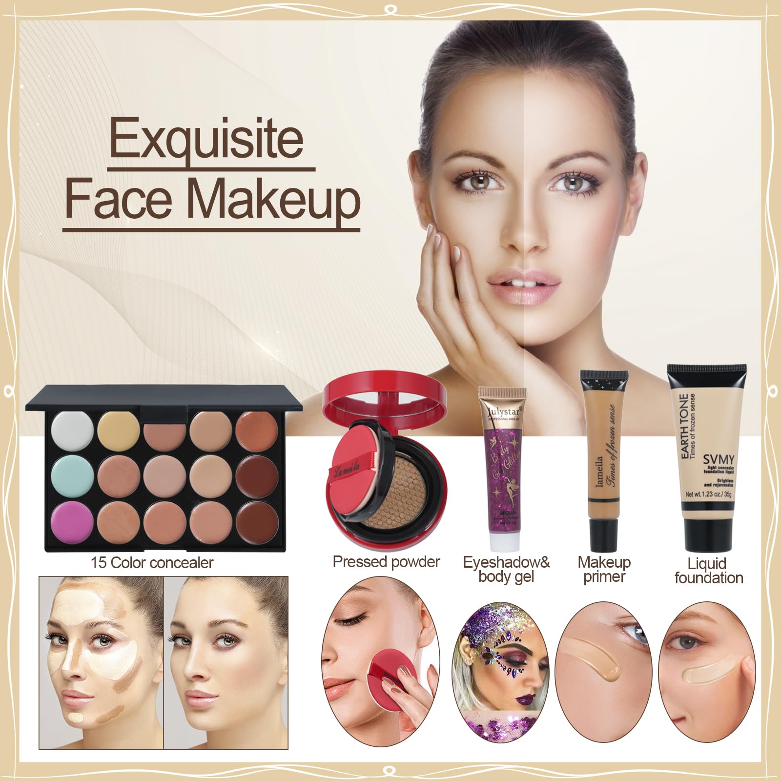 All In One Makeup Kit For Women Full Kit,Travel Makeup Set,Makeup Gift Set For Girls & Teen,Professional Makeup Kit Includes Las