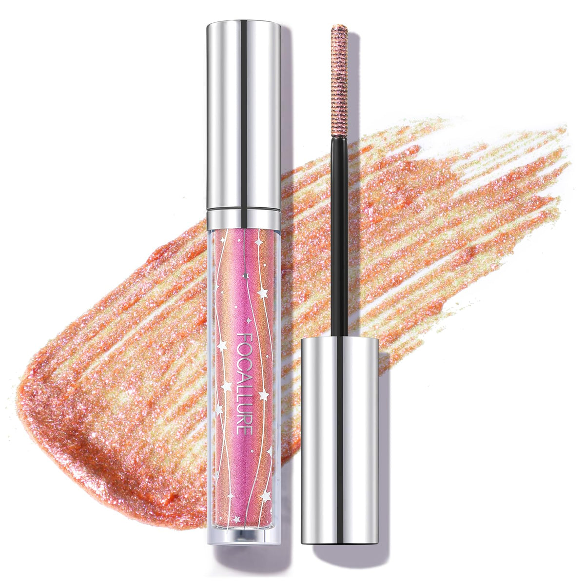 FOCALLURE Star Drifter Glitter Mascara,Define Long Lasting Curling Eyelashes,Lightweight & Dries Quickly,Soft Gel Formula Mascar