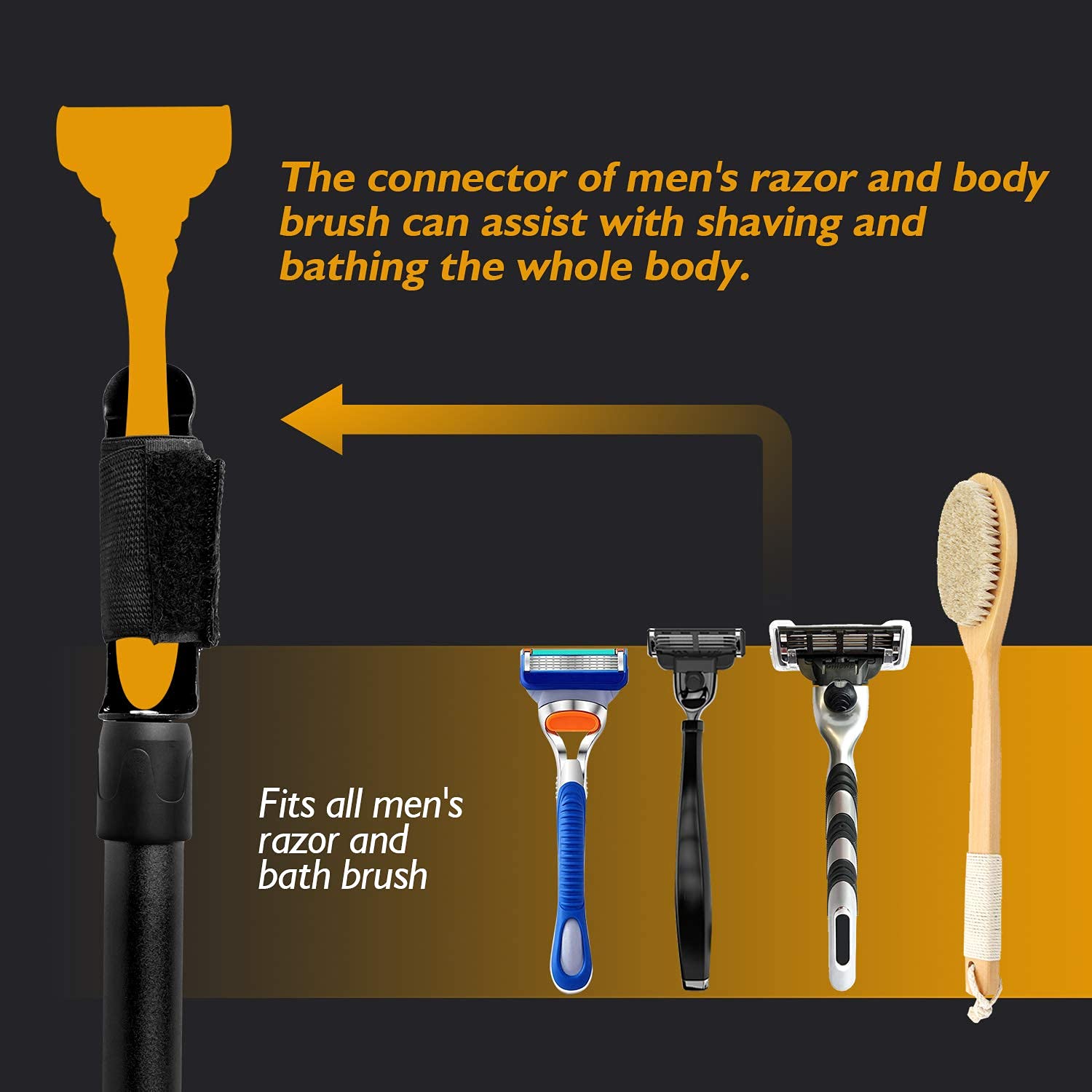 Easace Razor Extension Shaver Handle With Adjustable Length For Leg, Body Shaver Handle Groomer, Hair Brush Handle For Wet Or Dr