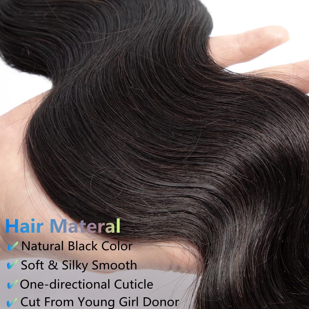 Superfect Human Hair Bundles 20 22 24 26 Inch Body Wave Bundles Human Hair 12A 100% Unprocessed Brazilian Virgin Hair Weave 4 Bu
