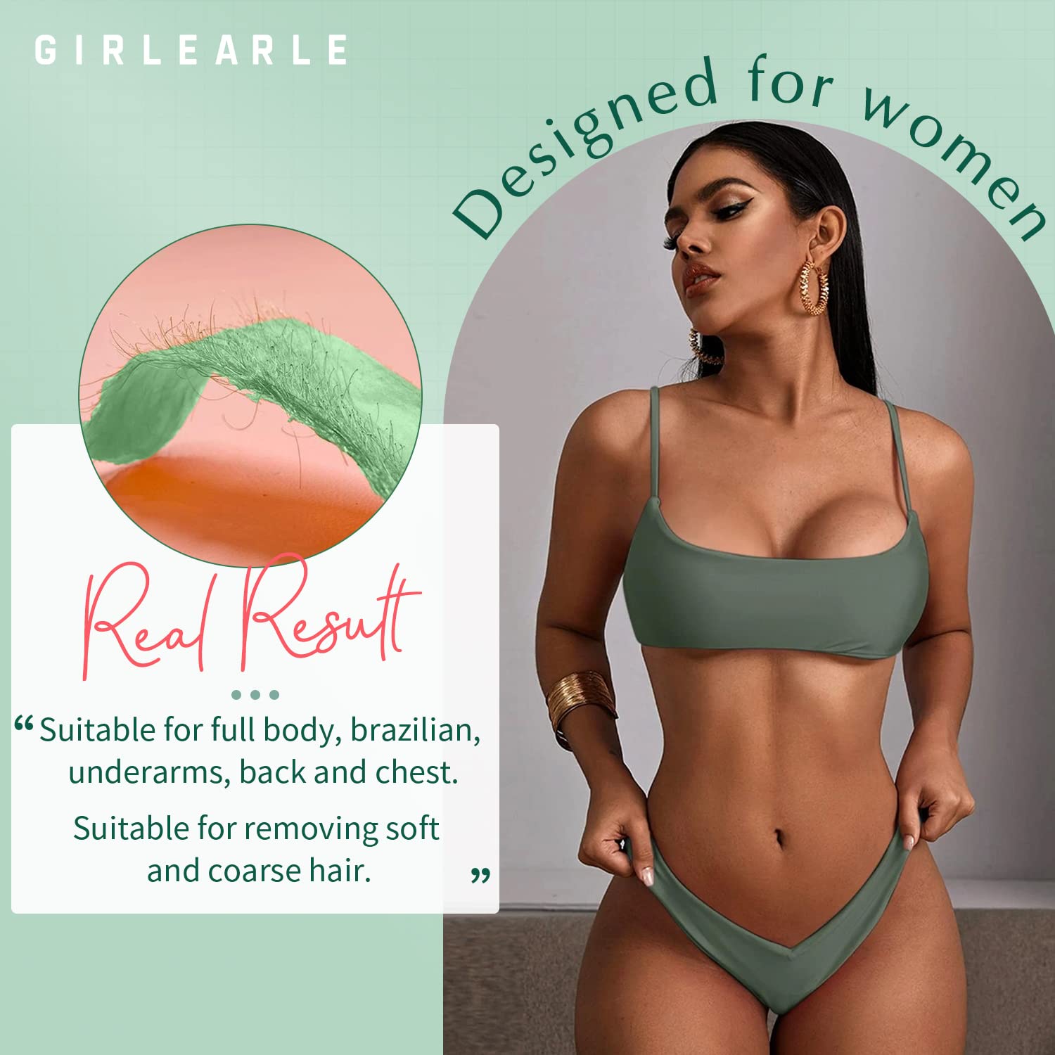 Girlearle Wax Beads (1Lb) For Hair Removal - Aloe Vera Formula, Perfect For Sensitive Skin, Eyebrow, Brazilian Bikini, Legs, Fac