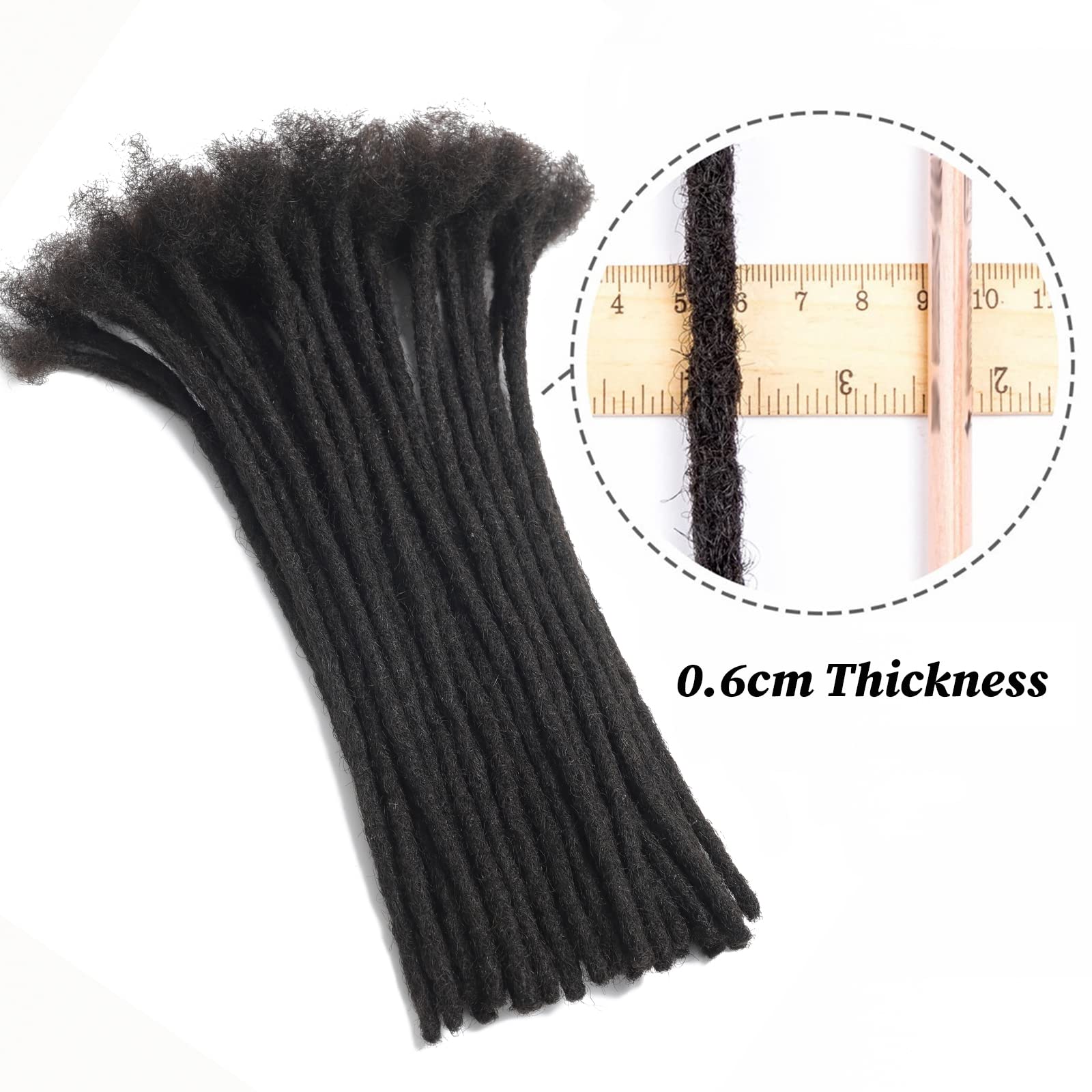 Loc Extensions Human Hair 14 Inch 100 Strands 0.6Cm Width Handmade Permanent Dreadlock Extensions For Women, Men Can Be Dyed,Cur
