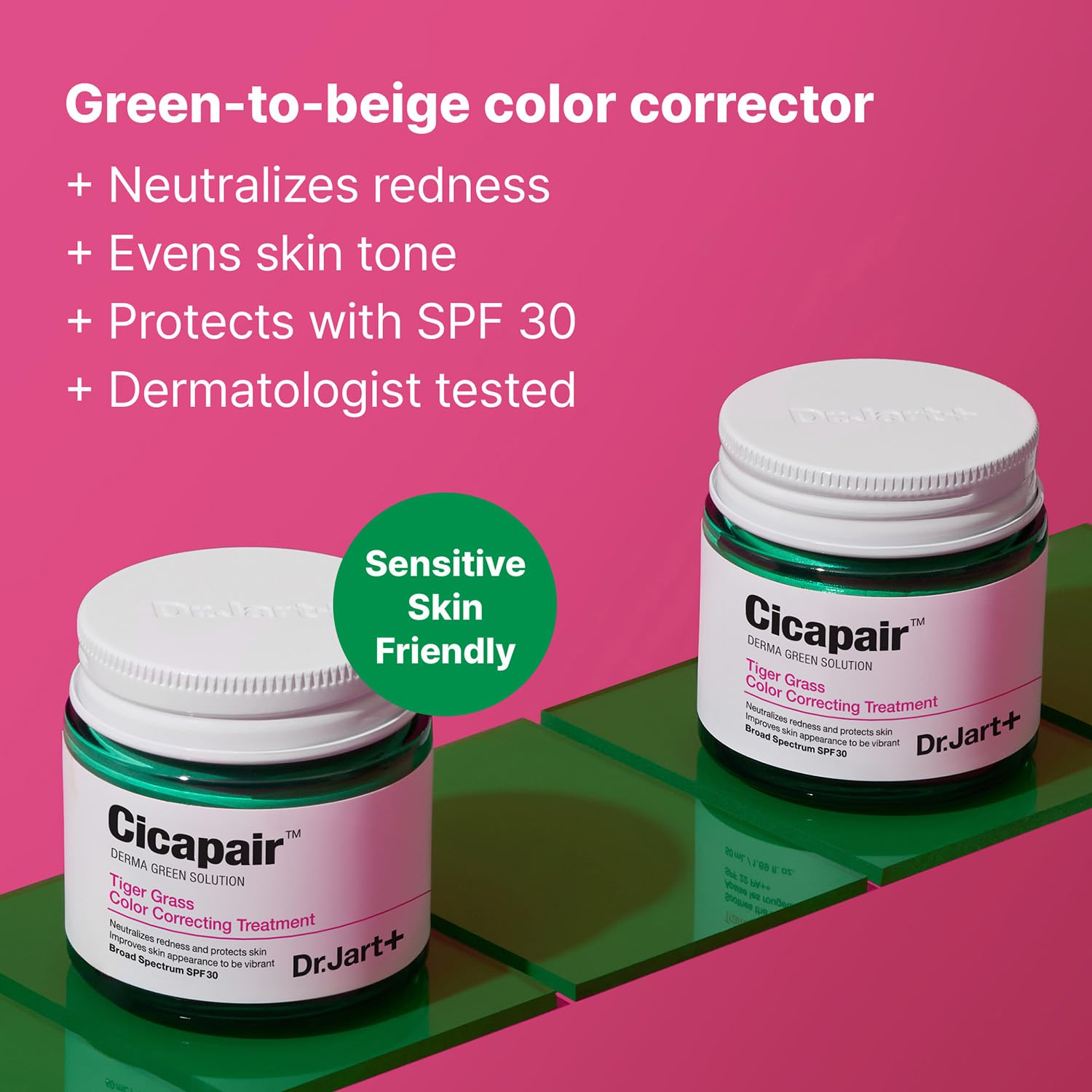 Dr.Jart+ Cicapair Tiger Grass Color Correcting Treatment SPF 30 with Centella Asiatica | cc cream | Korean Skin Care, 1.69 Fl Oz
