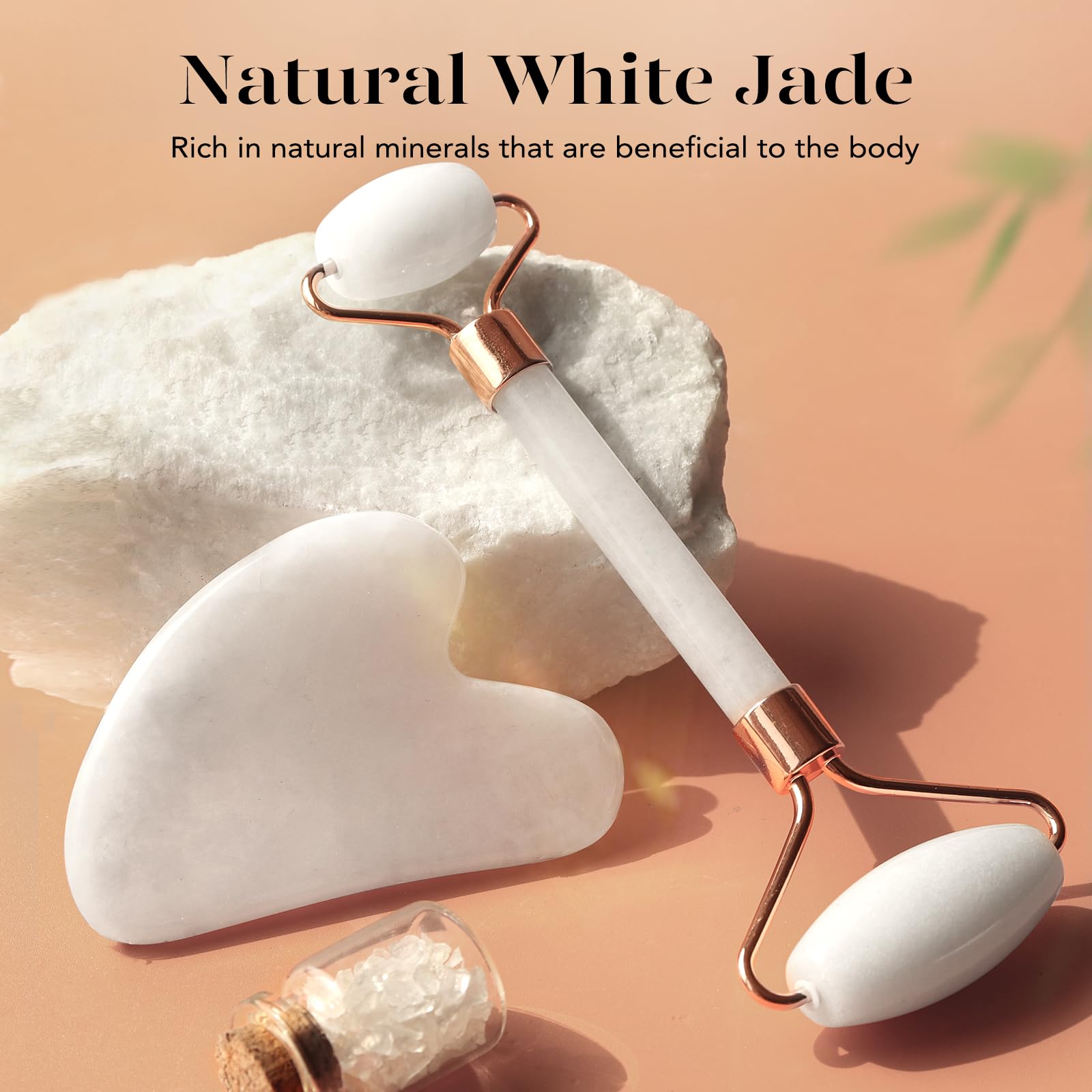 Baimei Jade Roller & Gua Sha Set Face Roller And Gua Sha Facial Tools For Skin Care Routine And Puffiness, Self Care Gift For Me