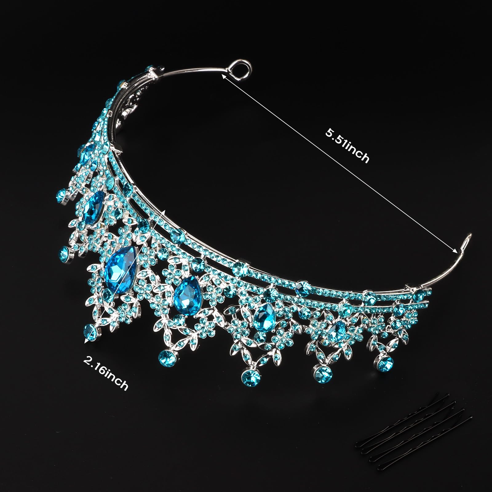 CIEHER Blue Crown Princess Tiara for Women Girls Blue Birthday Decorations Gifts
