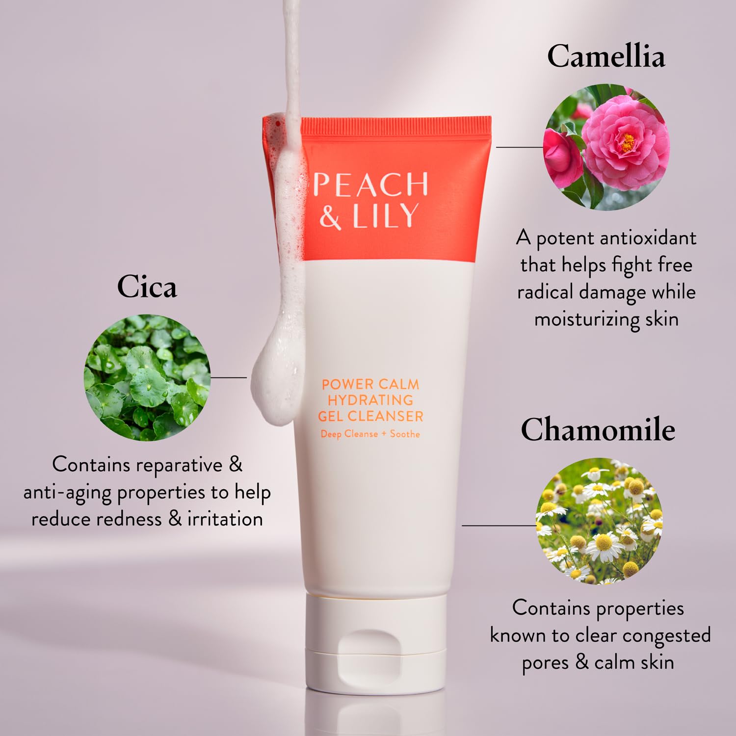 Peach & Lily - Power Calm Hydrating Gel Cleanser - Korean Skincare Face Wash - Dry, Normal, & Oily Skin - Vegan, Gluten Free, Fr