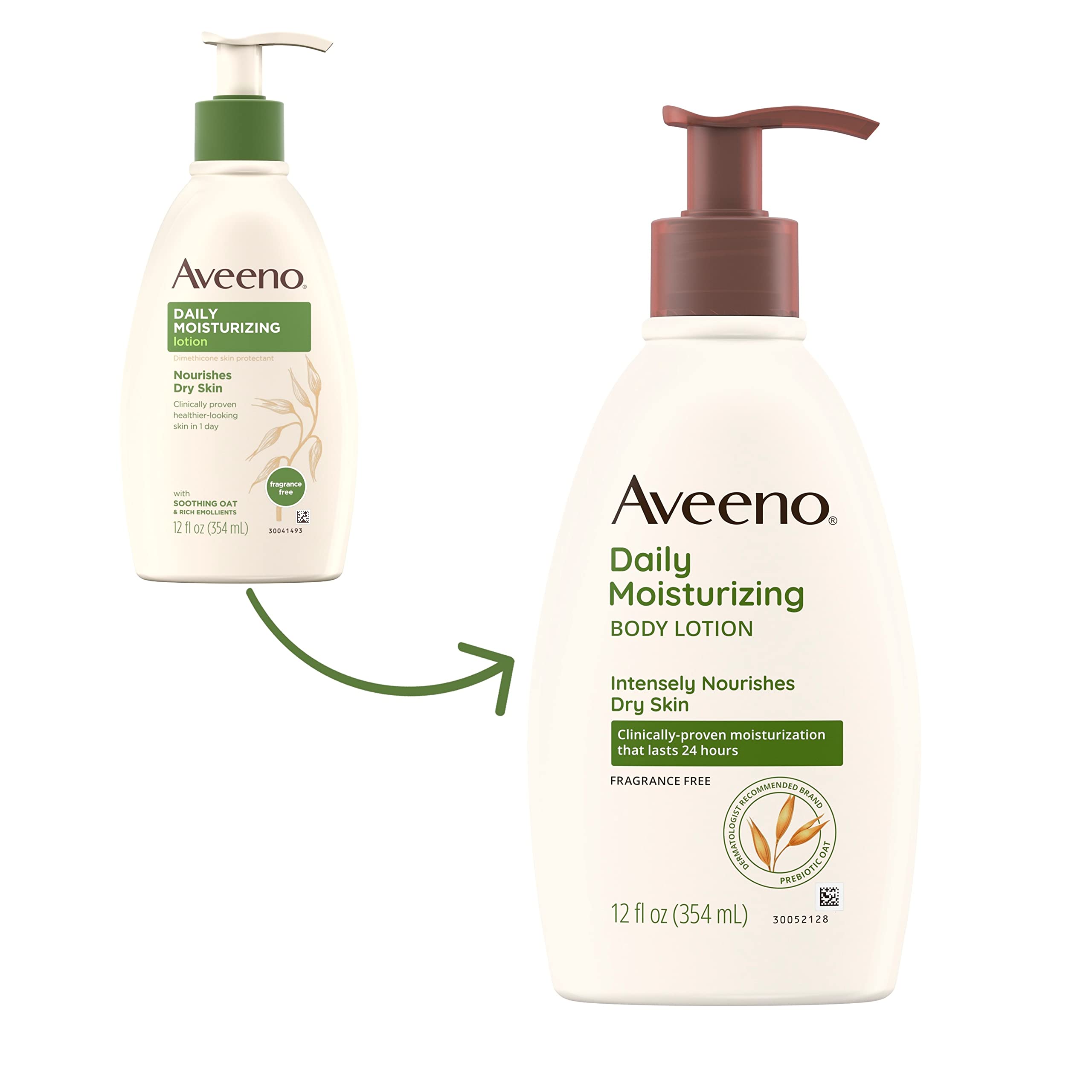 Aveeno Daily Moisturizing Body Lotion With Soothing Oat And Rich Emollients To Nourish Dry Skin, Fragrance-Free, 12 Fl Oz (Pack