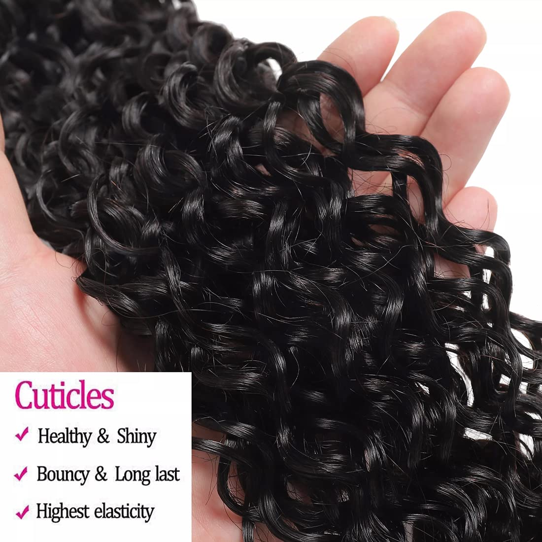 Water Wave Bundles With Closure Brazilian Virgin Human Hair(26 28 30+22,Free Part) Bundles With 4X4 Lace Closure 100% Unprocesse