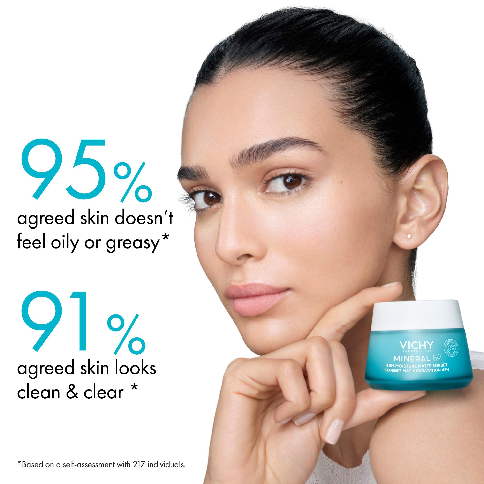 Vichy Min  ral 89 Matte Sorbet Face Moisturizer For Oily Skin, Mattifying Moisturizer, Hyaluronic Acid + Niacinamide + Salicylic