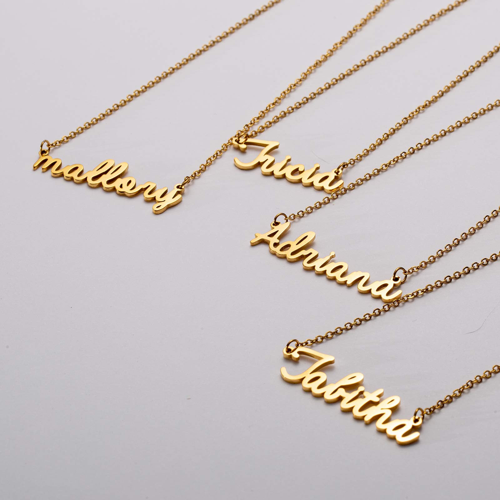 Yiyang Name Necklace Personalized 18K Gold Plated Stainless Steel Pendant Jewelry Birthday Gift for Adeline