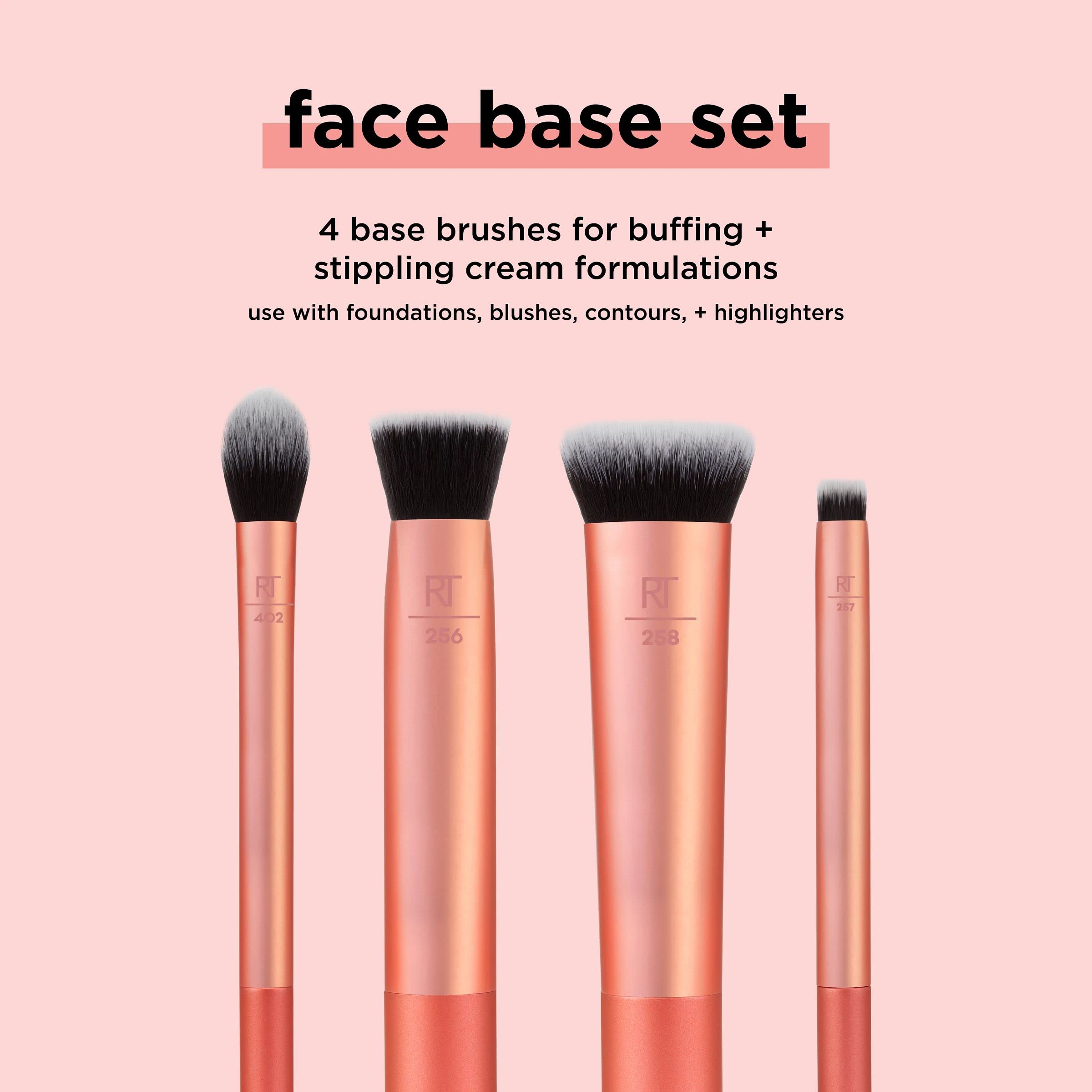 Real Techniques Face Base Makeup Brush Set, For Concealer, Foundation, & Contour, Works With Liquid, Cream & Powder Products, Fo