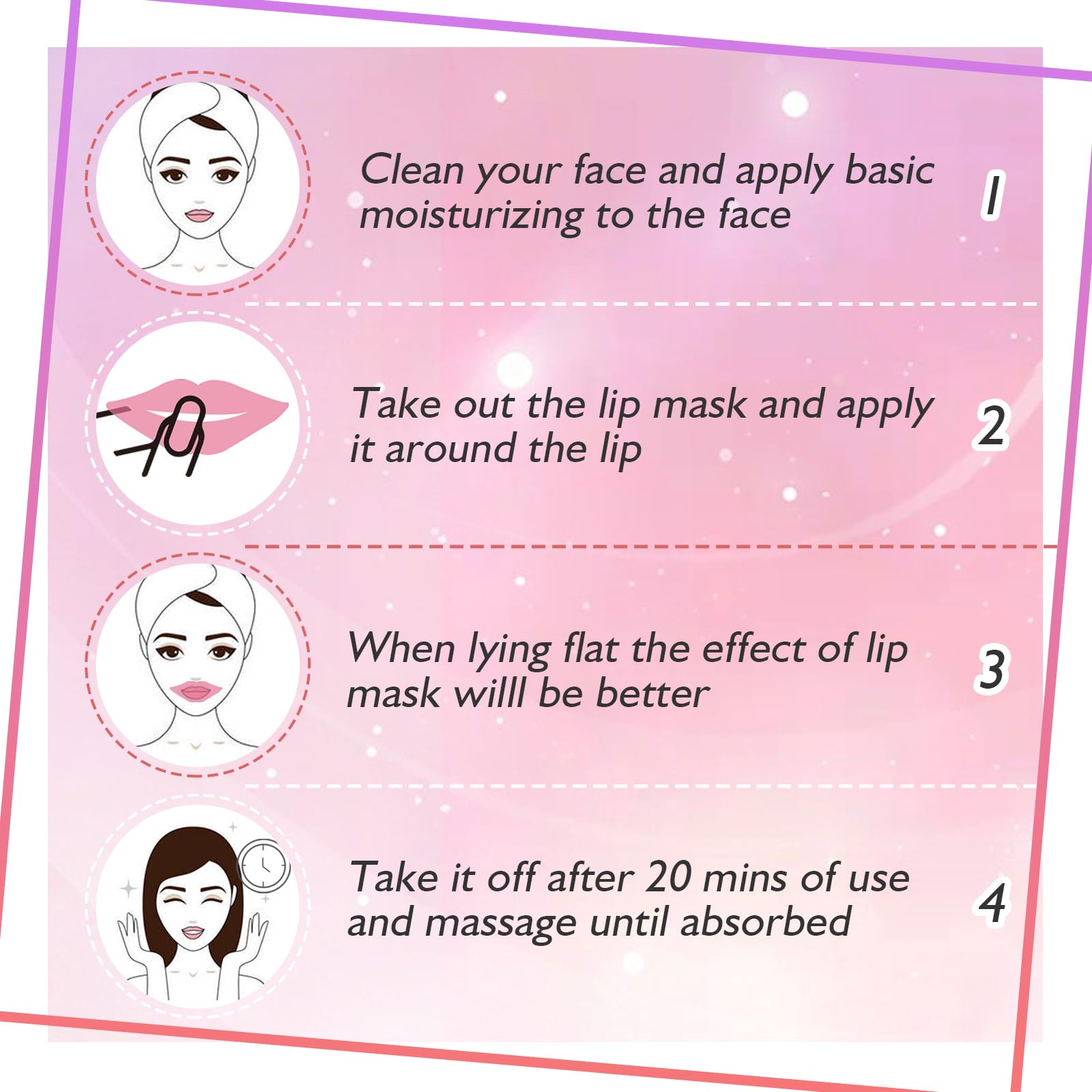 Adofect 30 Pieces Collagen Crystal Lip Masks,Pink Lip Patches& Moisturizers Collagen Lip Pads Great For Hydrating Skin, Anti Cha