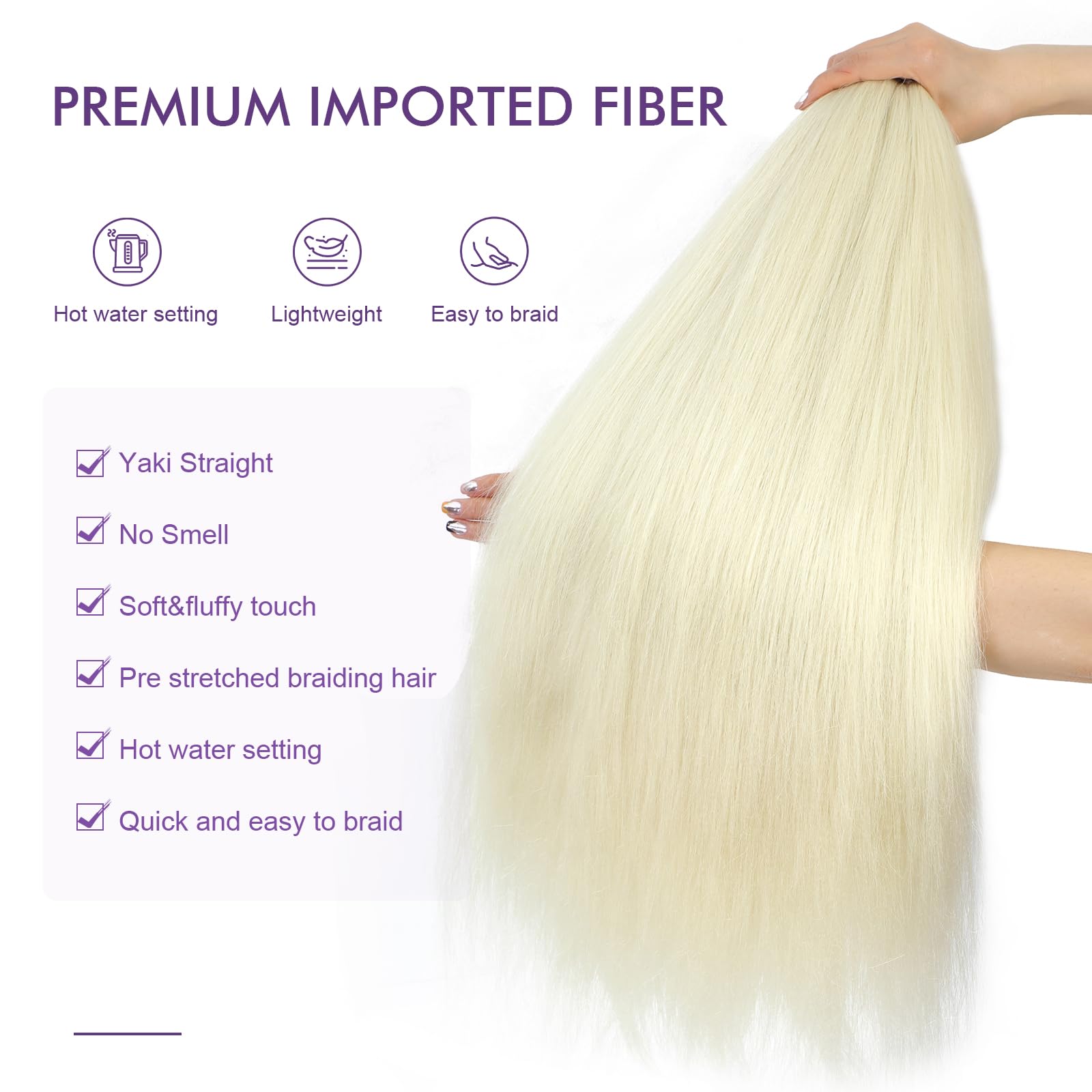 Rosdina Pre-Stretched Braiding Hair - 30 Inch 8 Packs Off-White Super Long Braiding Hair For Twist Or Box Braids, Yaki Texture H