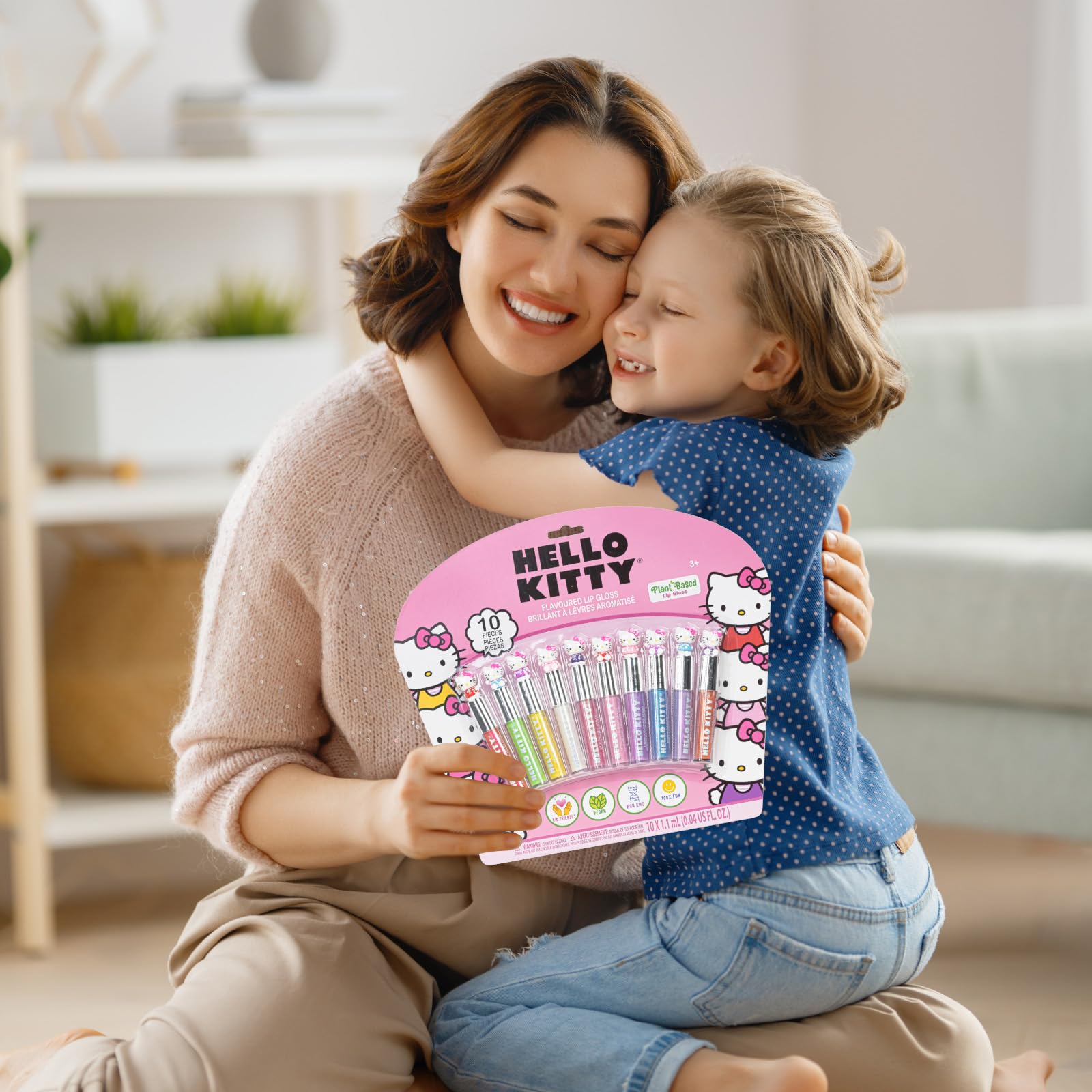 Hello Kitty 10 Piece Plant Based Lip Gloss, Girls Party Favors, First Makeup Set For Girl, Perfect For Parties, Sleepovers, And