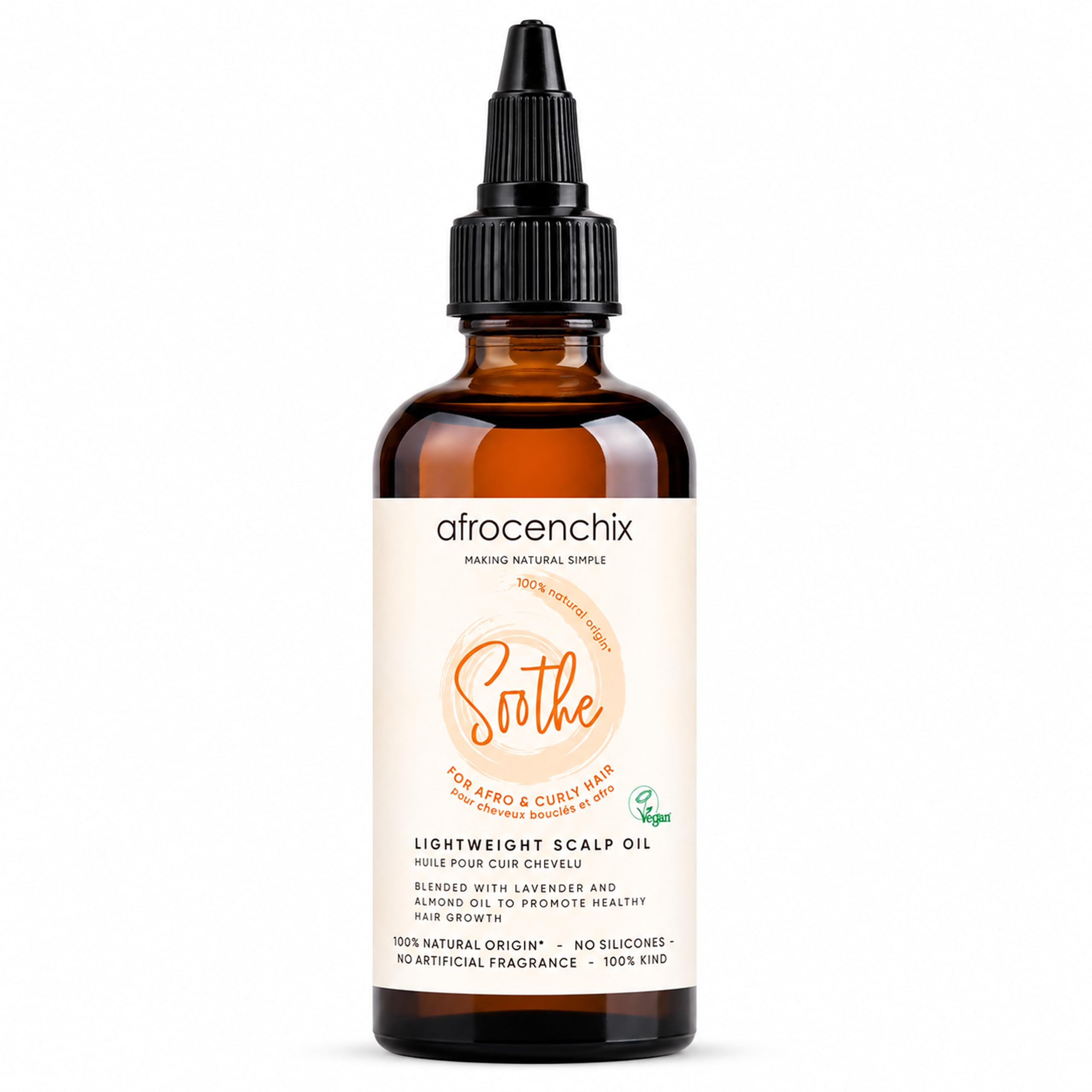 Afrocenchix Soothe Scalp Oil  Growth Oil Treatment for Afro & Curly Hair  Itchy Scalp Relief, Moisture, Vegan  100ml