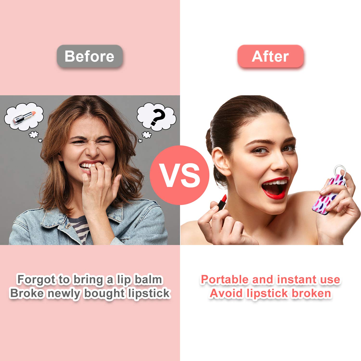 Frienda 12 Pieces Lipstick Holder Keychain Bulk Neoprene Lip Balm Lip Gloss Lipstick Sleeve Pouch with Metal Ring for Lipstick L