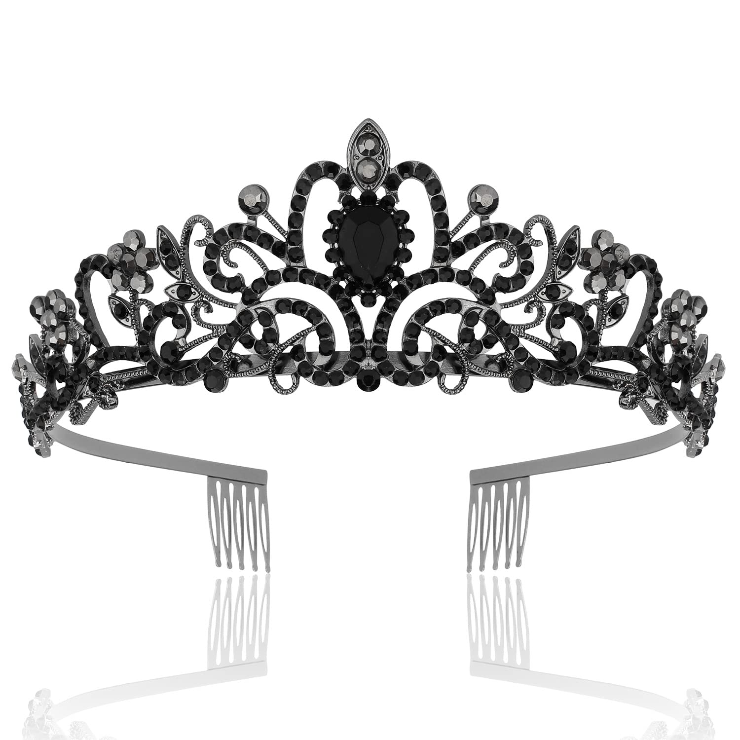 Chanaco Black Crown Tiaras for Women Black Tiara Gothic Crown Princess Rhinestone Crown Headband Crystal Baroque Queen Crowns He