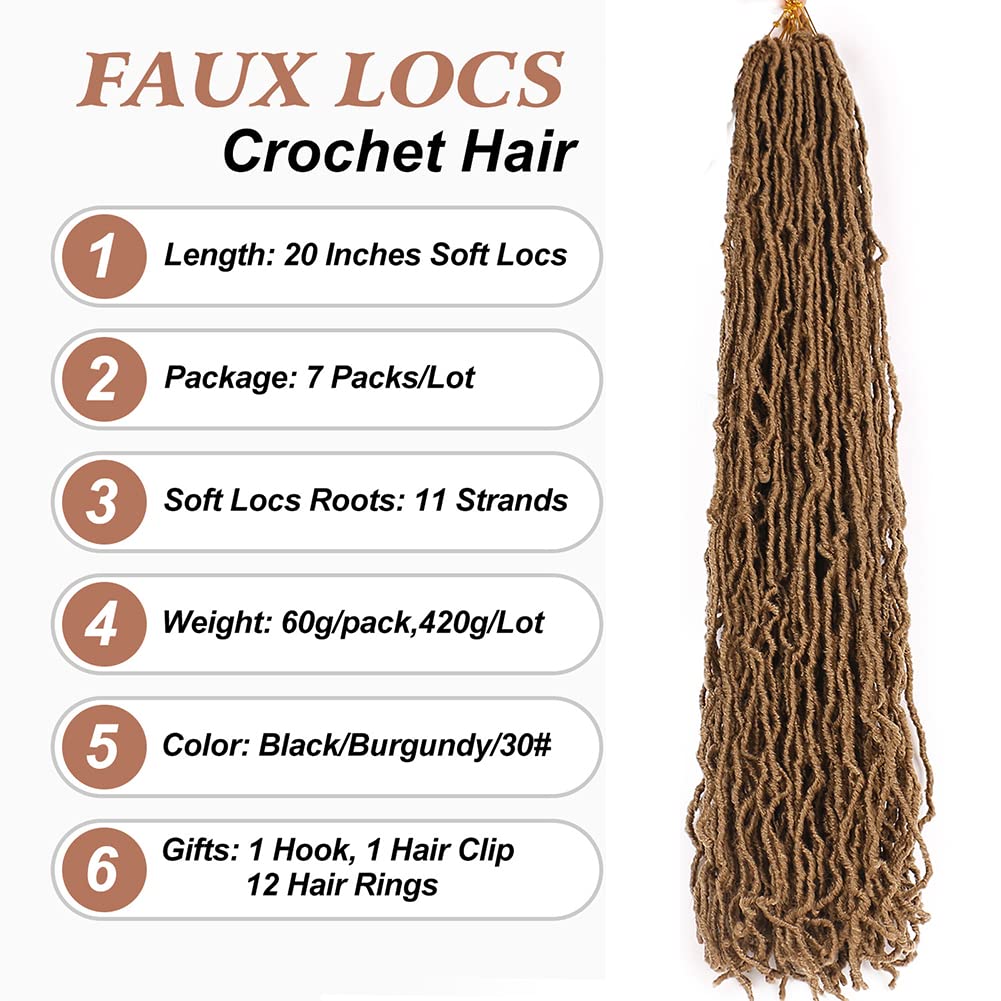 Blonde Soft Locs Crochet Hair 20 Inch 7 Packs Faux Locs Crochet Hair Goddess Locs Hair Extensions
