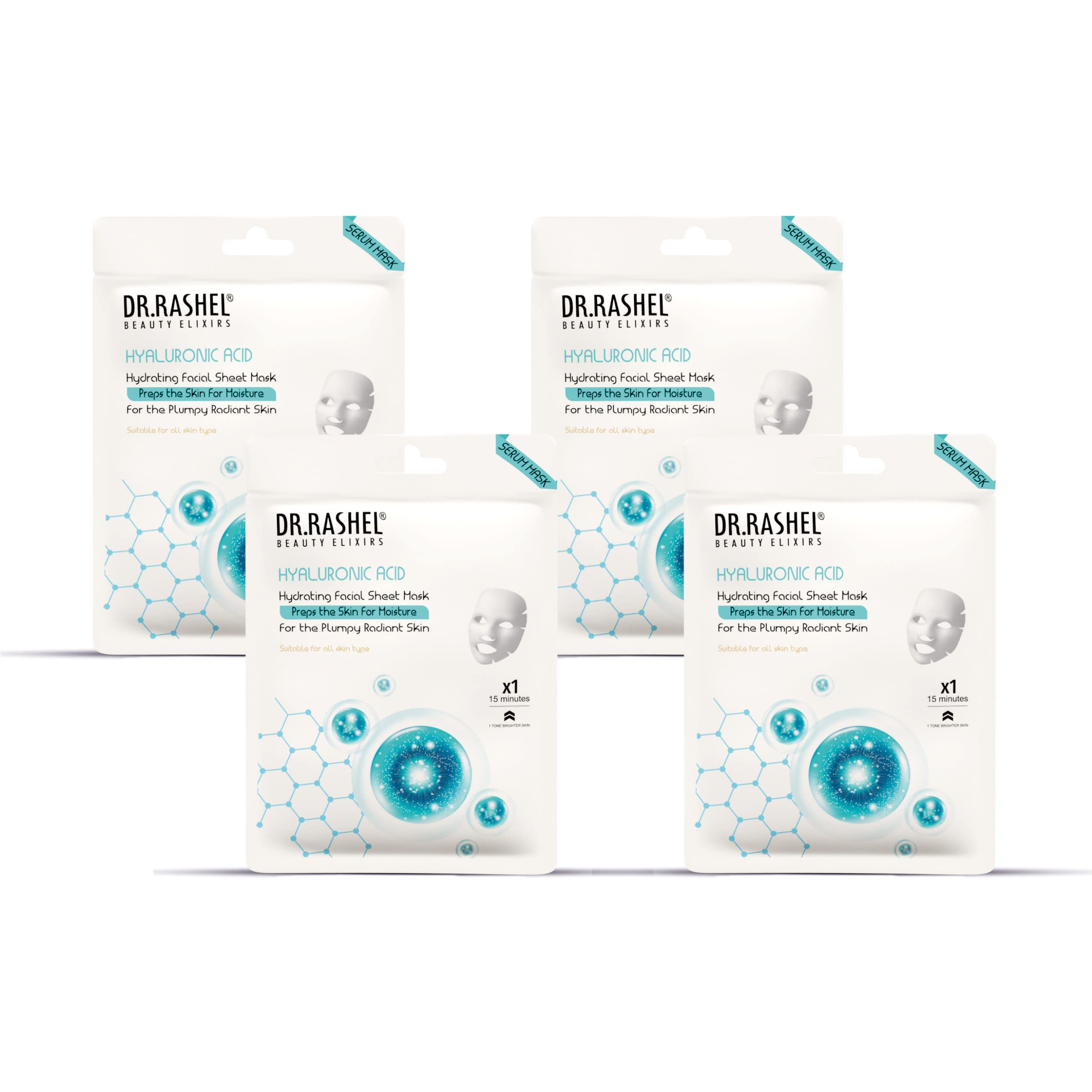 Dr.Rashel Hyaluronic Face Sheet Mask With Serum For Women And Men | All Skin Types | Repairing & Nourishment | Soothing And Hydr