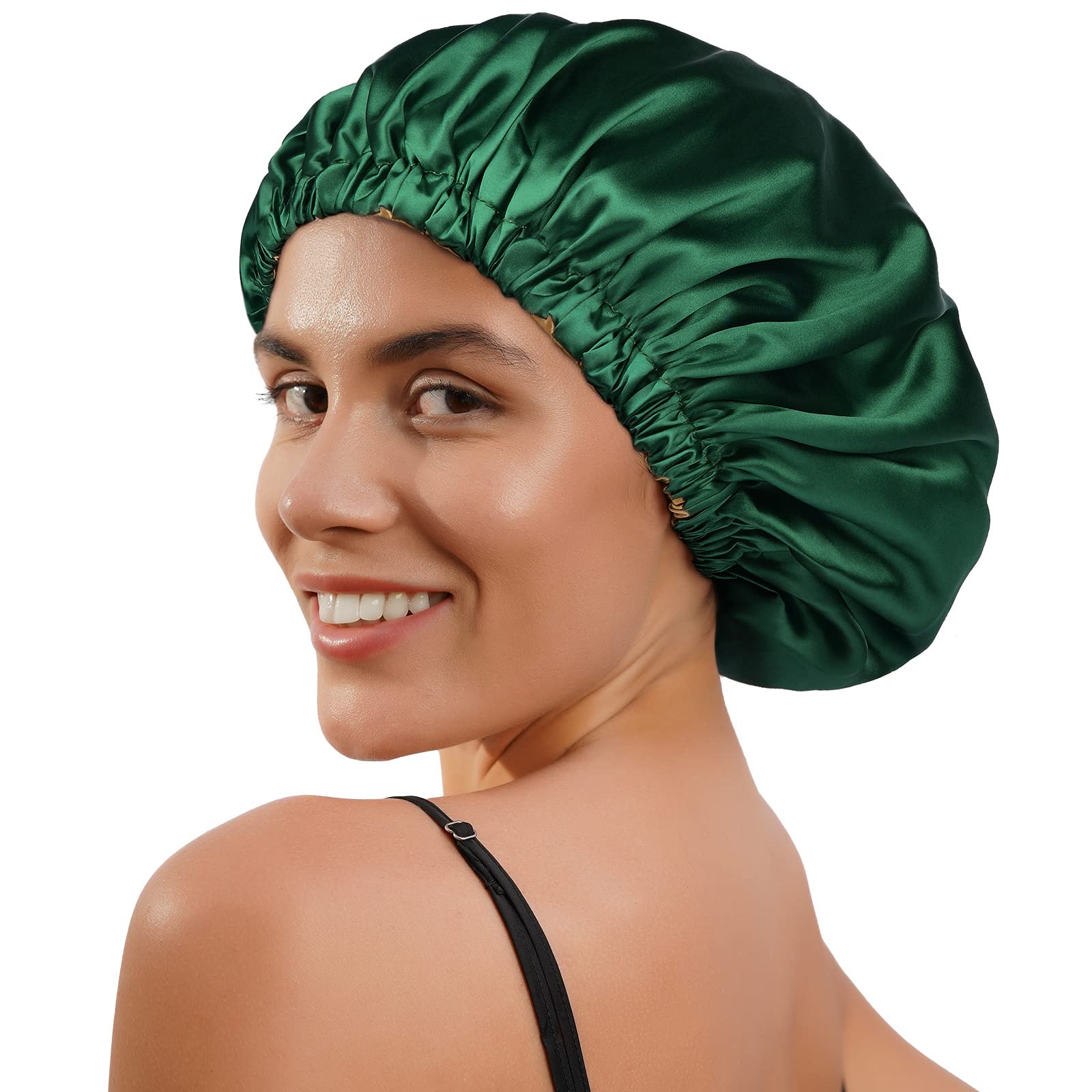 Yanibest Satin Bonnet For Sleeping, Hair Bonnets For Women And Men, Double Layer Ajustable Silky Bonnet For Curly Braids Hair Da