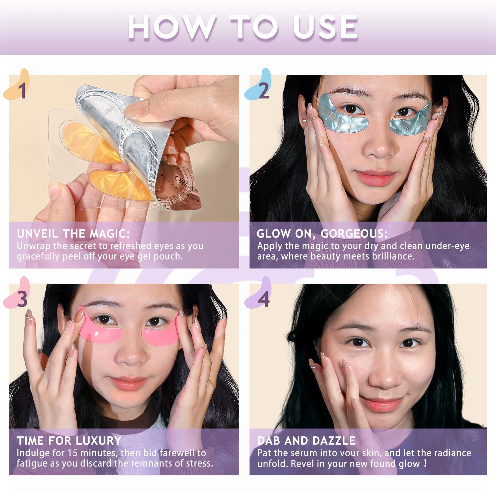 Eye Patches Under Eye Mask Skincare Hyaluronic Acid Under Eye Patches For Teen Girls Puffy Eyes And Dark Circles 24K Gold,Hyalur
