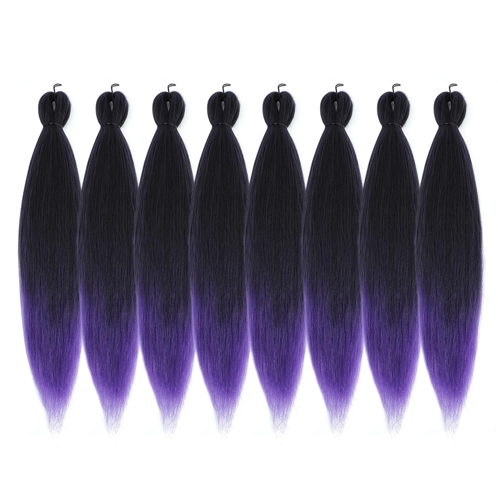 Difunee Pre-Stretched Braiding Hair - 20 Inch 8 Packs Ombre Purple Short Braiding Hair For Twist Or Box Braids, Yaki Texture Hot