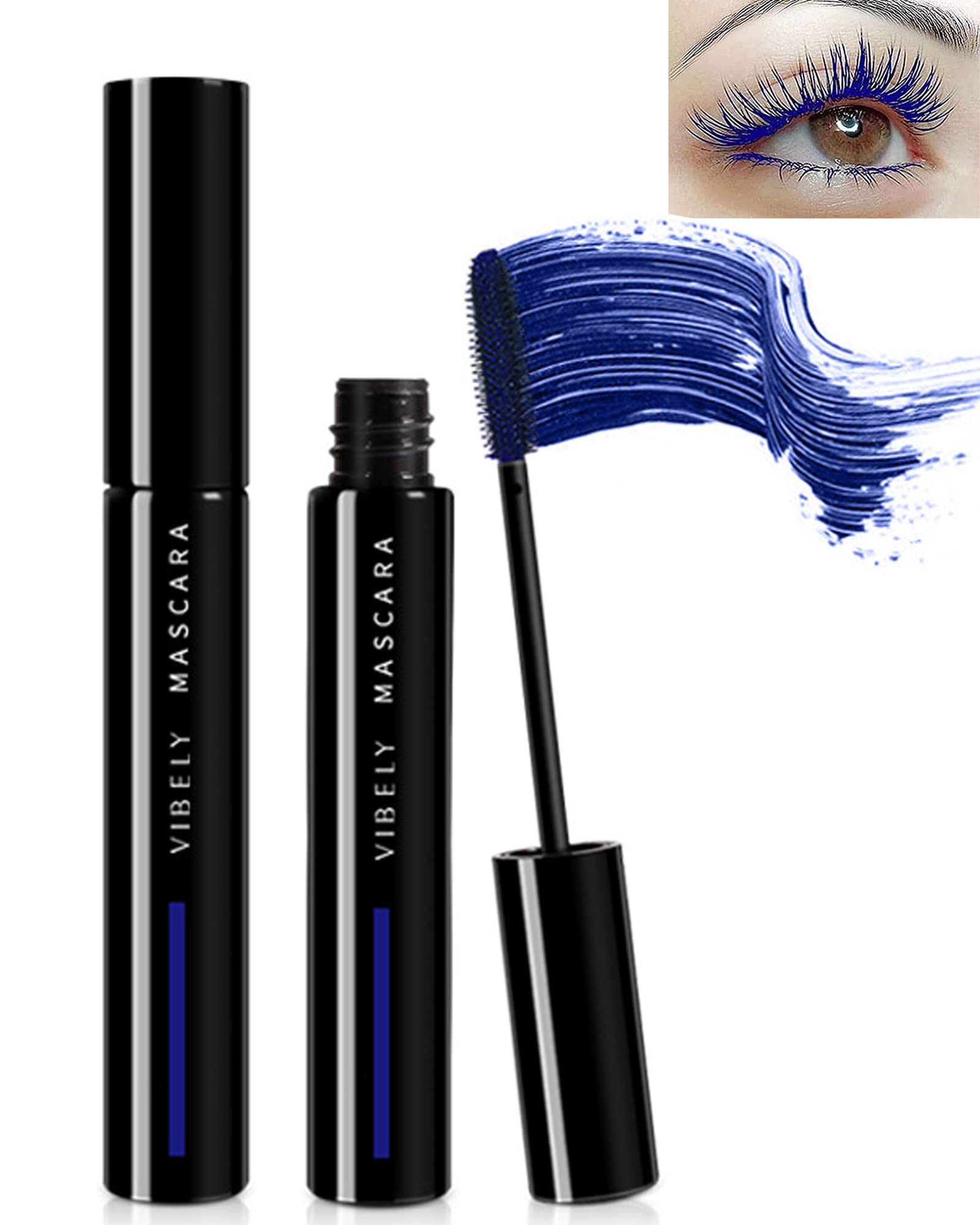 Blue Mascara Voluminous Waterproof Cat Eye Makeup Color Mascara For Eyelashes Volumizing Lengthening Curling Defining Washable E