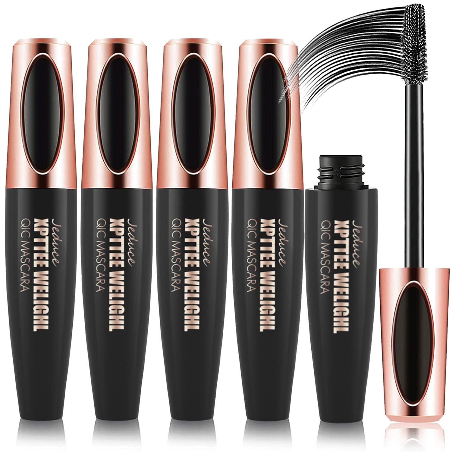 4 Pack 4D Silk Fiber Lash Mascara Extension Voluminous Fiber Mascara Waterproof & Smudge-Proof Mascara Long-Lasting No Flaking N