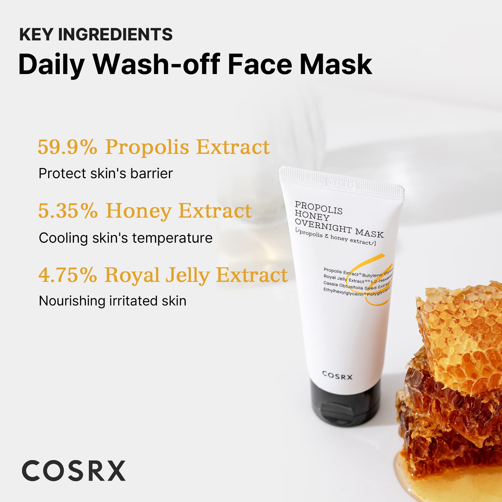 Cosrx Full Fit Propolis Honey Overnight Mask | 2.03 Fl.Oz / 60Ml | Propolis Extract 87% | Korean Skin Care, Cruelty Free, Parabe