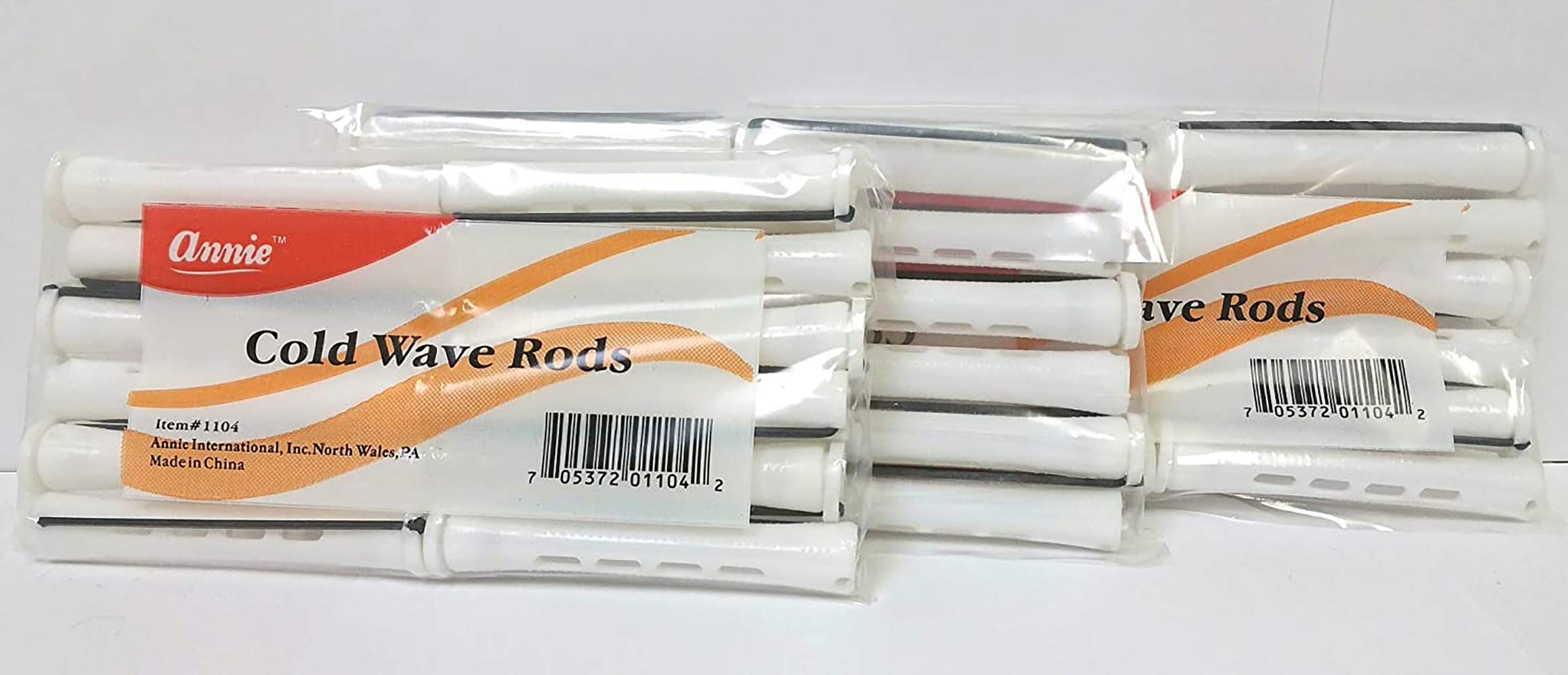 Annie Long Cold Wave Rods With Rubber Band For Hair Curling And Perm Styling - White - Set Of 3 Packs Of 12 (36 Pieces)