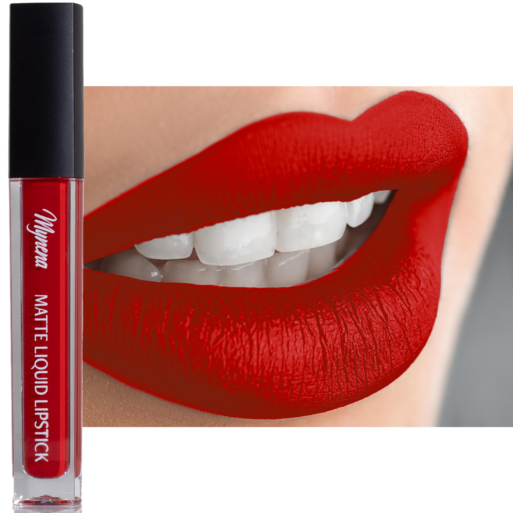 Mynena Orange Red Long-Lasting Matte Liquid Lipstick Intense Color Smudge-Proof & Waterproof Comfortable Hydrating Shea Butter V