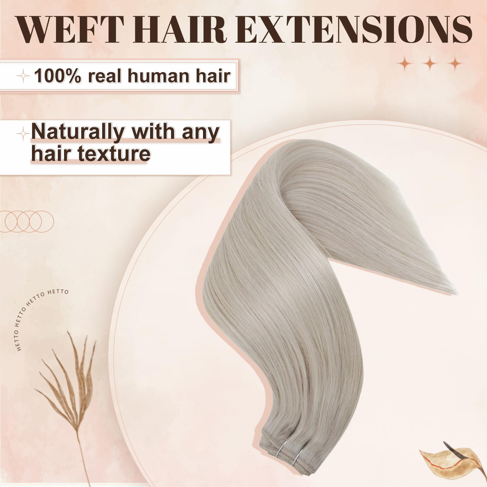 Hetto Blonde Sew in Hair Extensions Real Human Hair Weft White Blonde Sew in Extensions Human Hair #60 Platinum Blonde Weft Huma