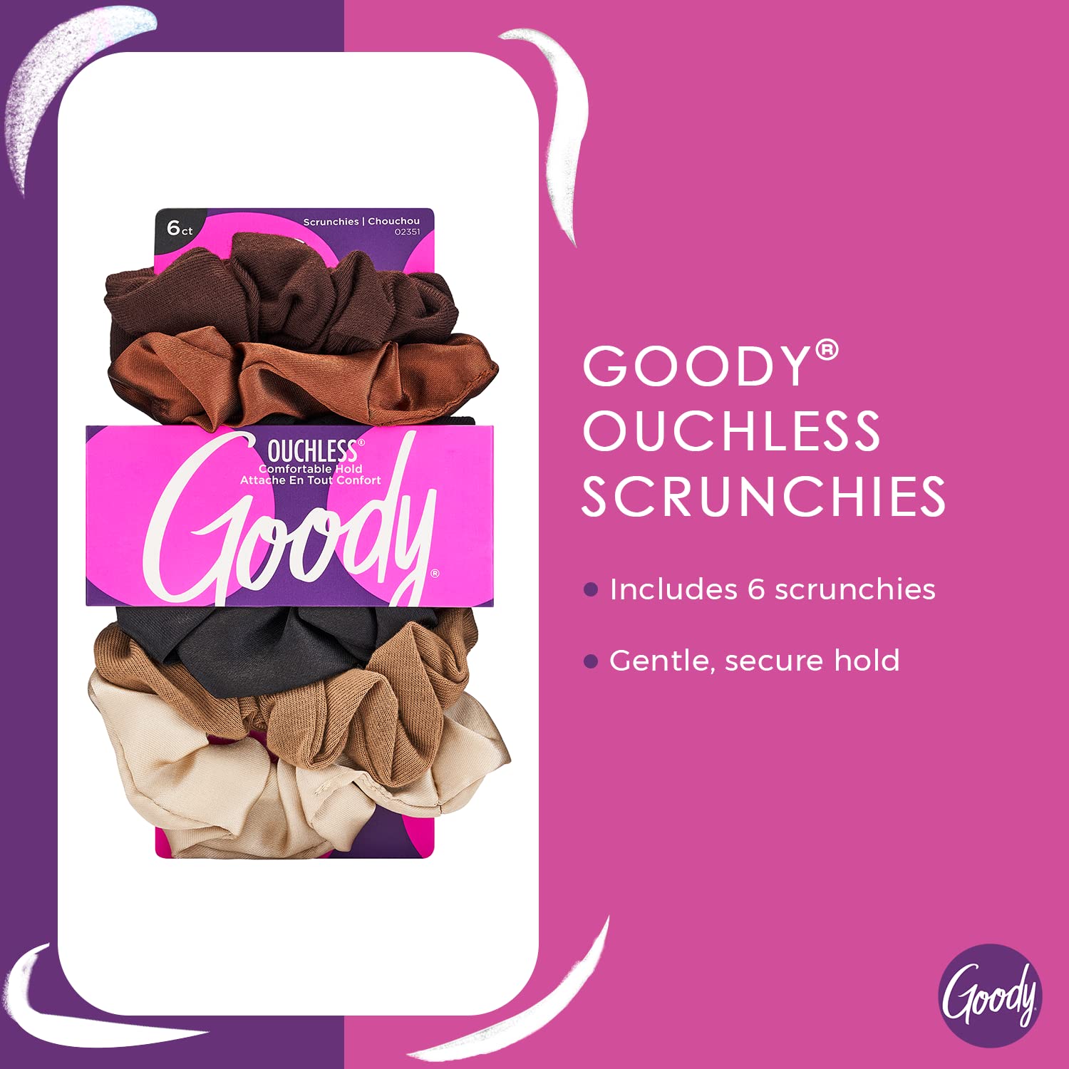 Goody Ouchless Womens Hair Scrunchie - 6 Count, Starry Night - Suitable for All Hair Types - Hair Accessories for Women Perfect