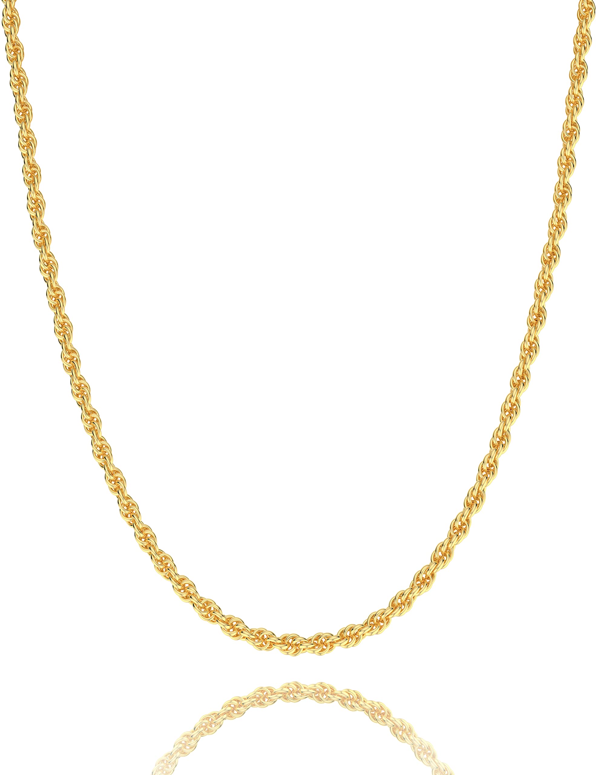 Waitsoul 925 Sterling Silver Rope Chain Lobster Clasp 2mm Gold Plated Chain Necklace for Men Women Necklace Chain 18 Inch