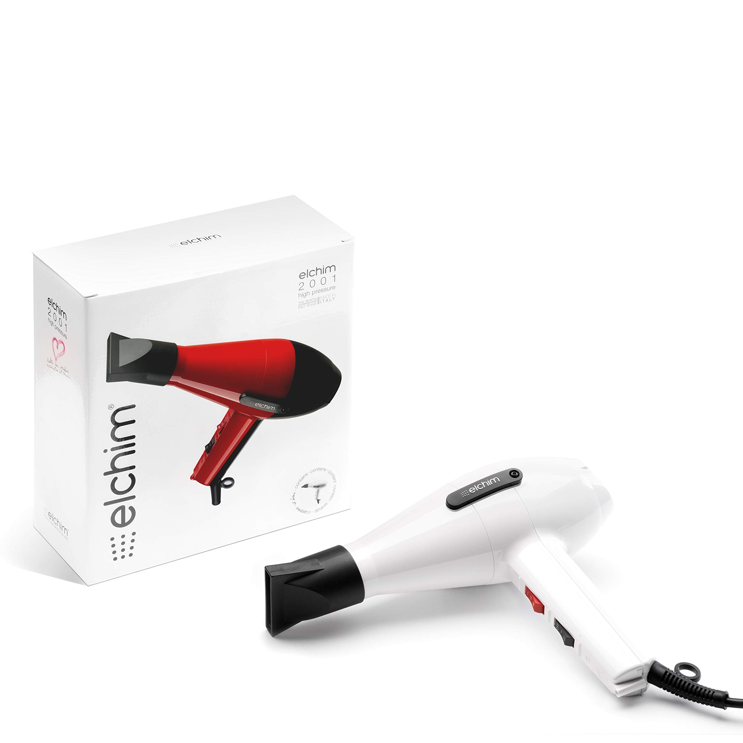 Elchim 2001 High Pressure Hair Dryer - White, 1 Count, Plastic Material, Model 220710013