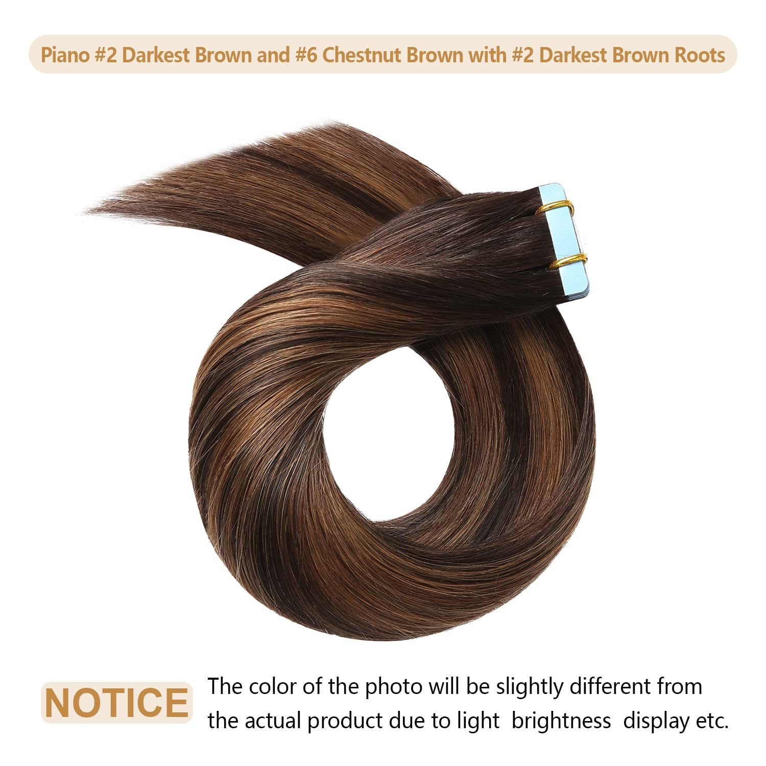 Yilite Tape In Hair Extensions Human Hair #2-6-2 Straight Hair Balayage Darkest Brown Roots Fading To Darkest Brown 12 Inch (Pac