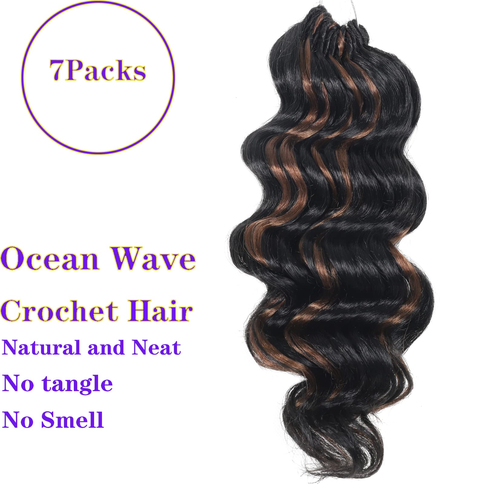 126 Strands Ocean Wave Crochet Hair Pre Looped 9 Inch 7 Packs Deep Wave Short Water Wave Wavy Crochet Hair Curly Braiding Hair C
