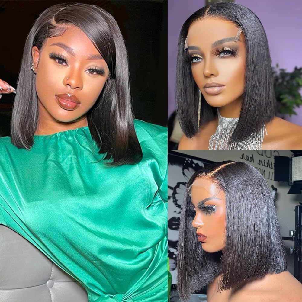 Karlami Bob Wig Human Hair Frontal Lace Wig Glueless Wigs Human Hair Pre Plucked Transparent Bob Lace Front Wigs for Women 150% 